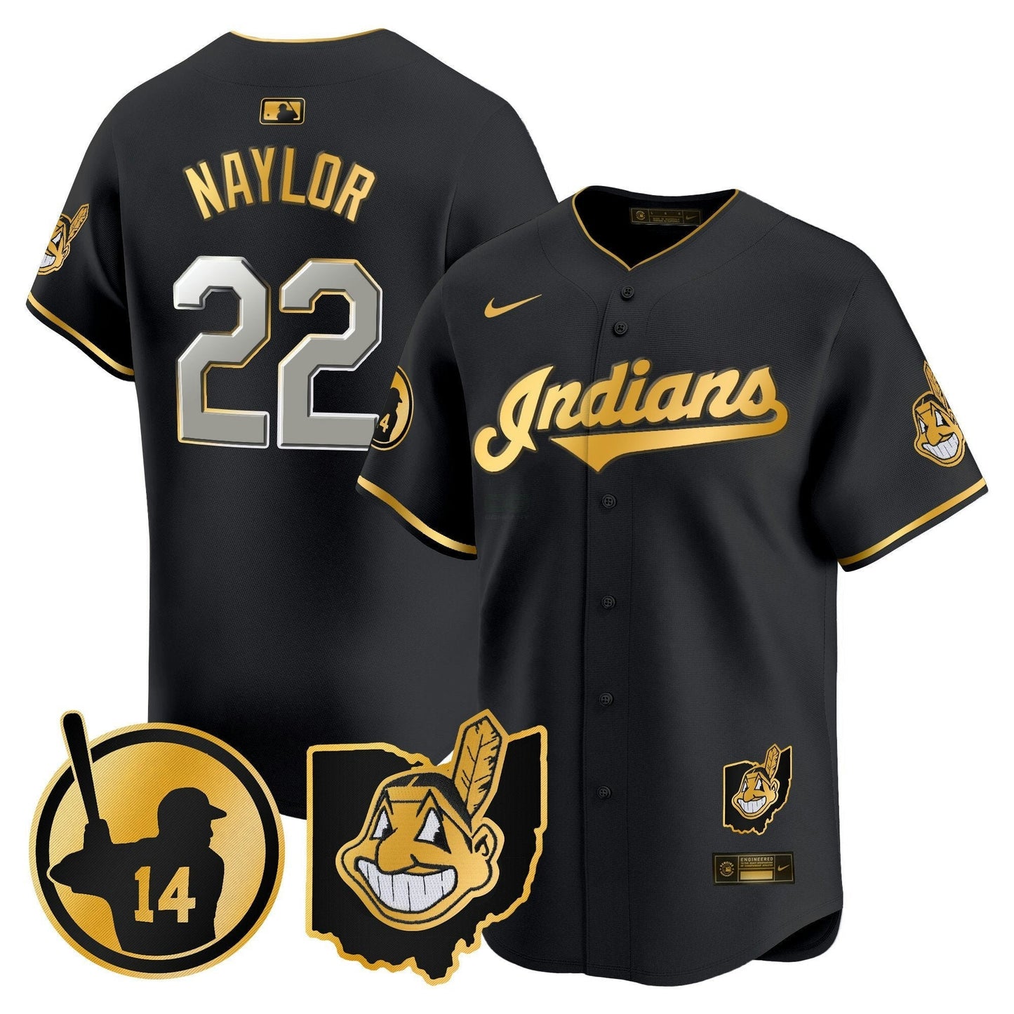 Camisa MLB Men’s Cleveland Indians Larry Doby Patch Vapor Premier Limited Jersey
