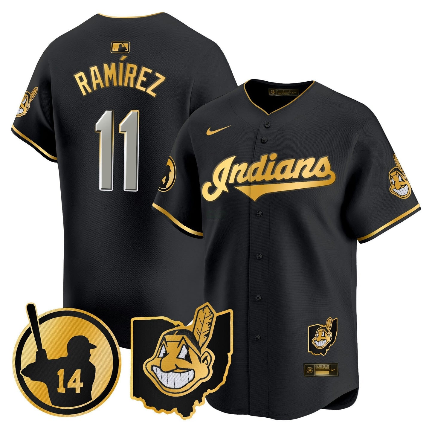 Camisa MLB Men’s Cleveland Indians Larry Doby Patch Vapor Premier Limited Jersey