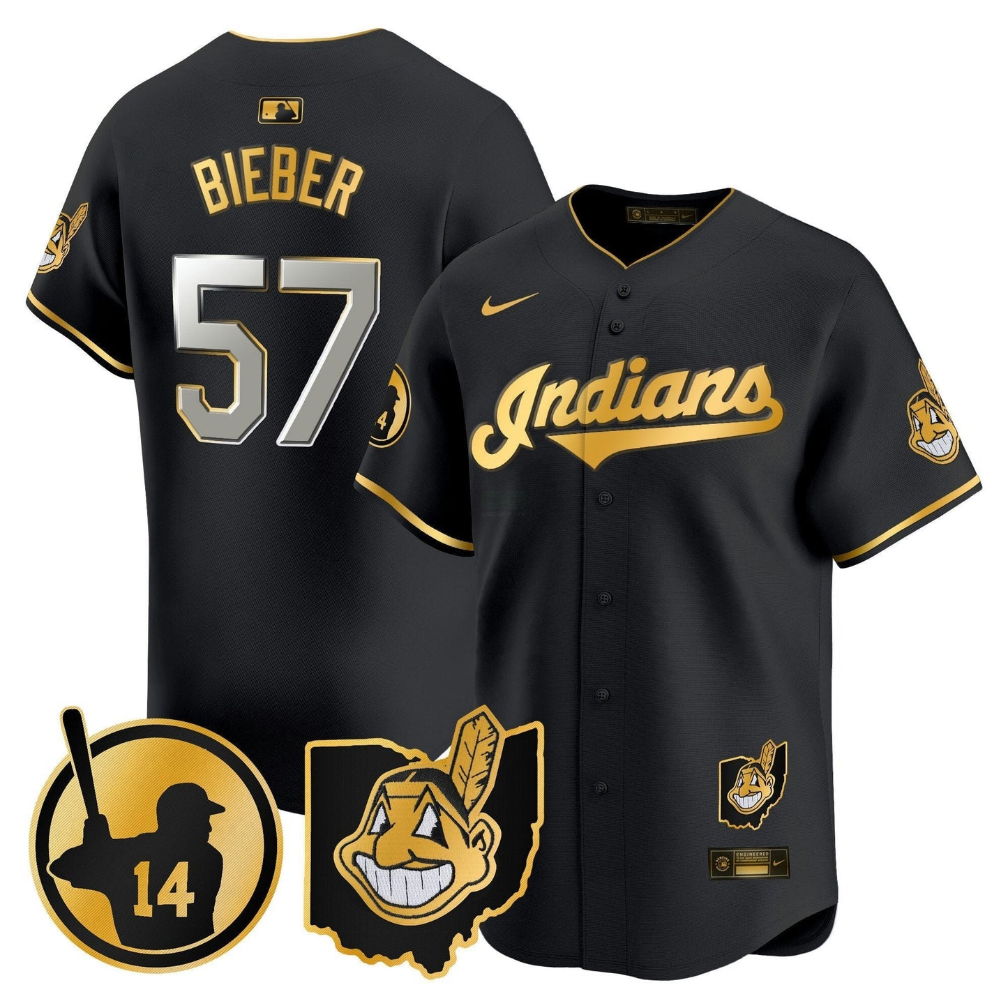 Camisa MLB Men’s Cleveland Indians Larry Doby Patch Vapor Premier Limited Jersey