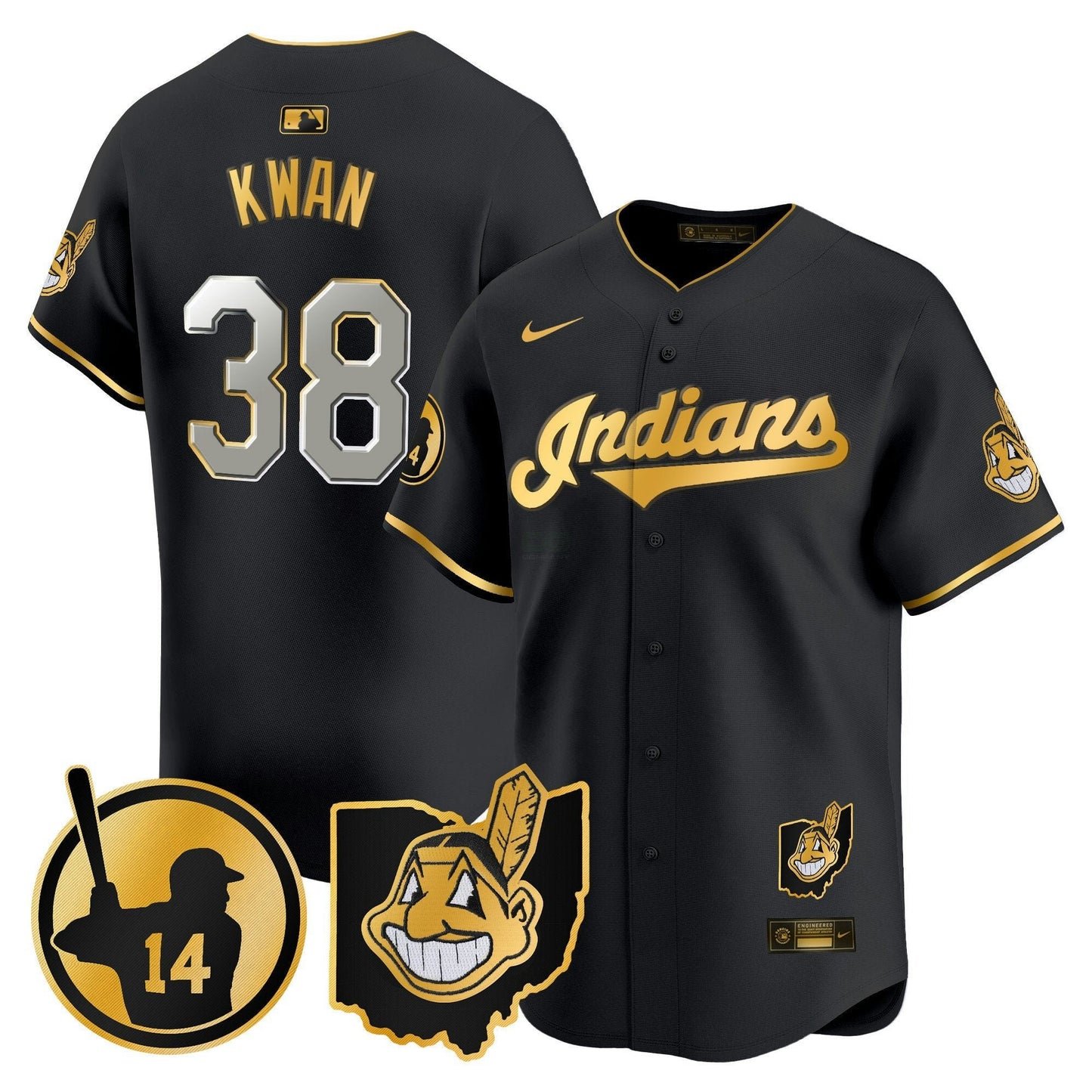 Camisa MLB Men’s Cleveland Indians Larry Doby Patch Vapor Premier Limited Jersey