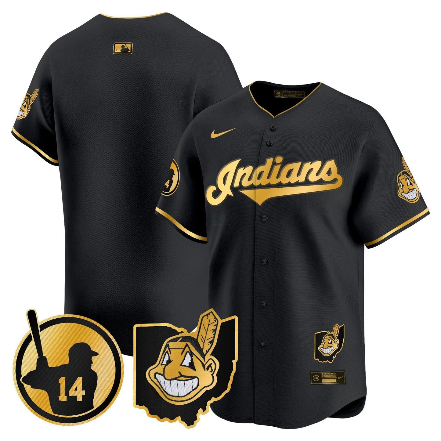 Camisa MLB Men’s Cleveland Indians Larry Doby Patch Vapor Premier Limited Jersey