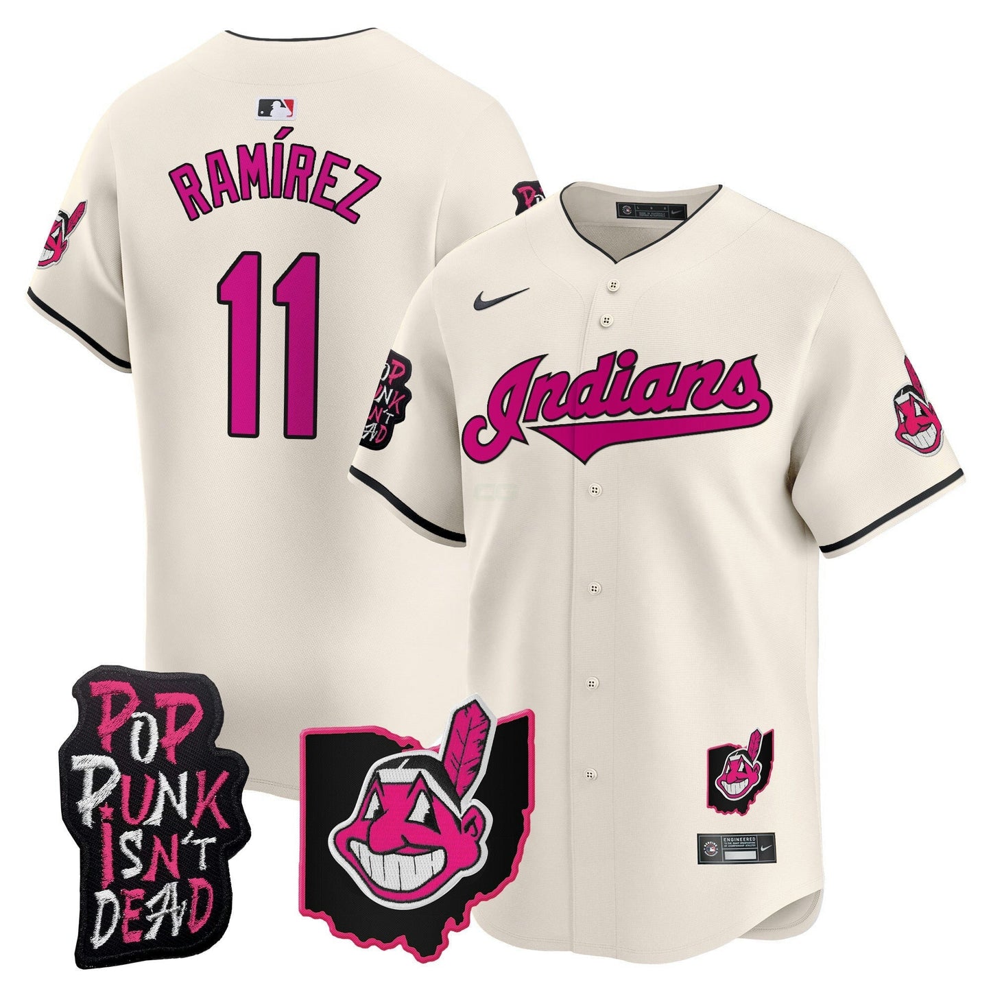 Camisa MLB Men’s Cleveland Indians MGK Patch Vapor Premier Limited Jersey