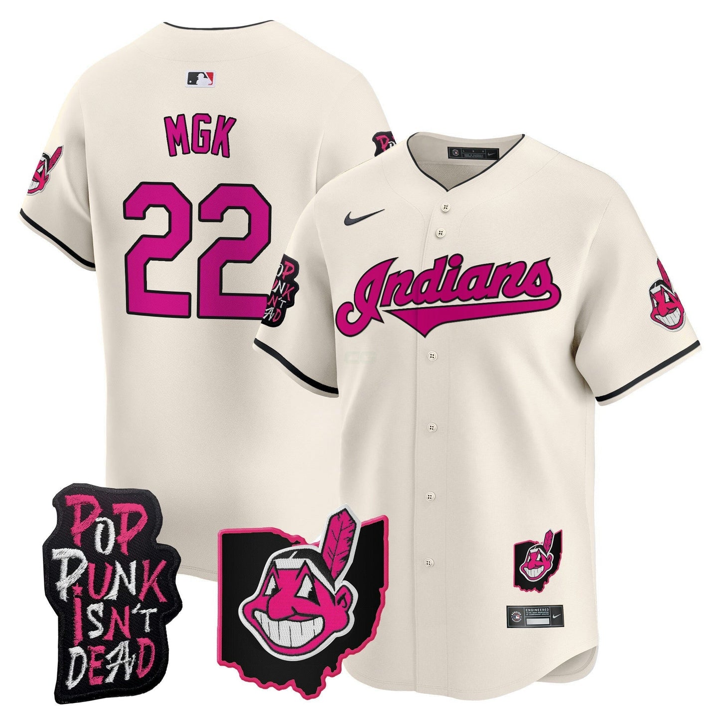 Camisa MLB Men’s Cleveland Indians MGK Patch Vapor Premier Limited Jersey