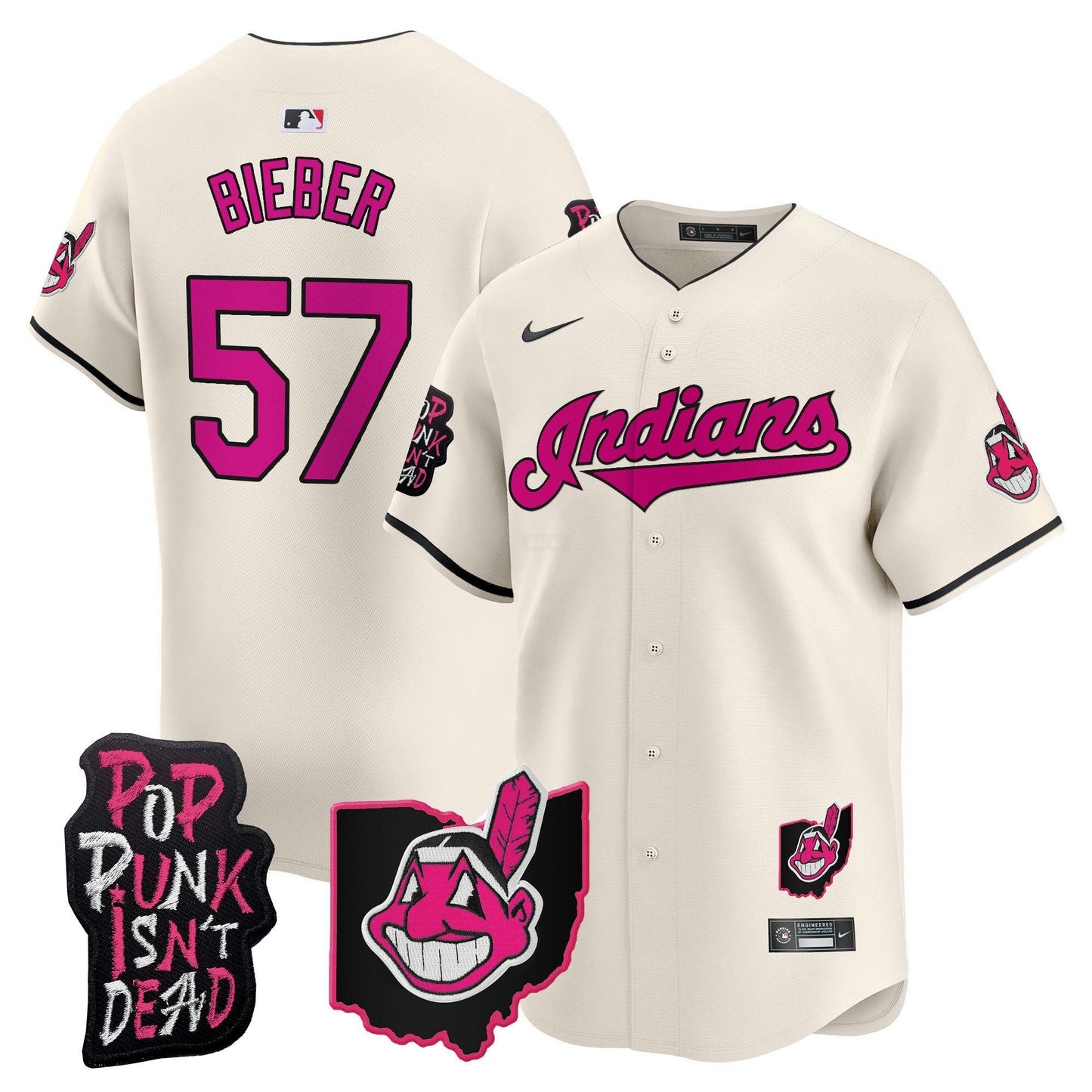 Camisa MLB Men’s Cleveland Indians MGK Patch Vapor Premier Limited Jersey
