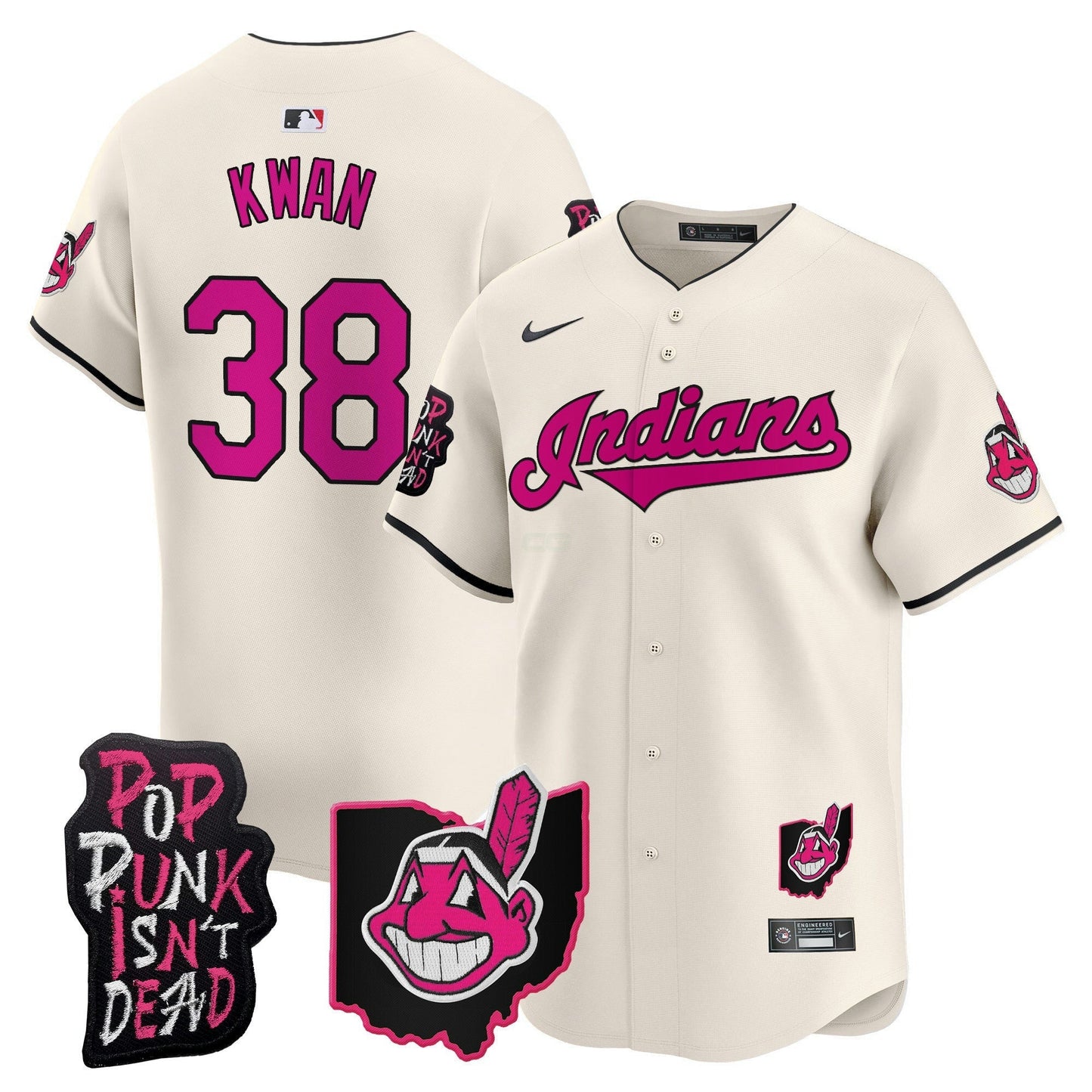 Camisa MLB Men’s Cleveland Indians MGK Patch Vapor Premier Limited Jersey