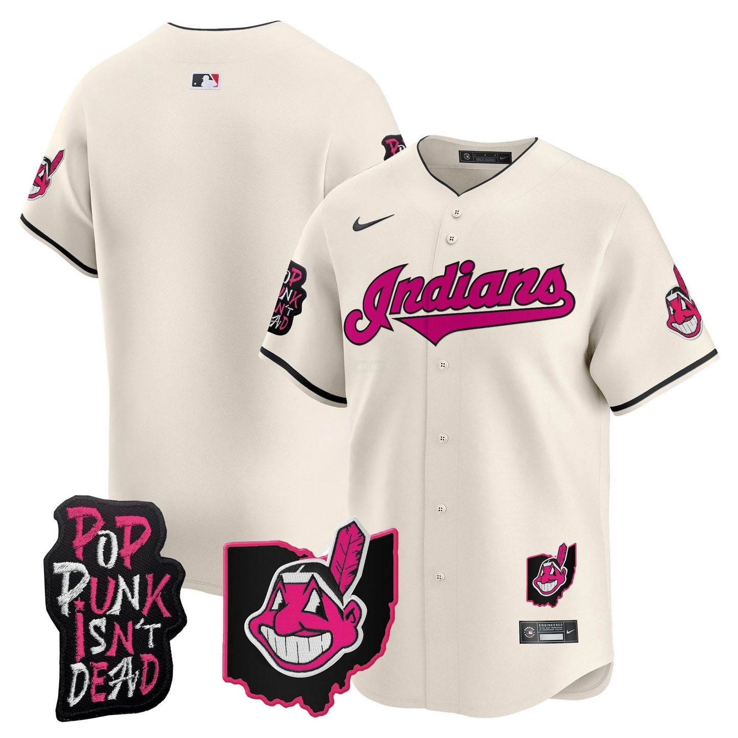 Camisa MLB Men’s Cleveland Indians MGK Patch Vapor Premier Limited Jersey