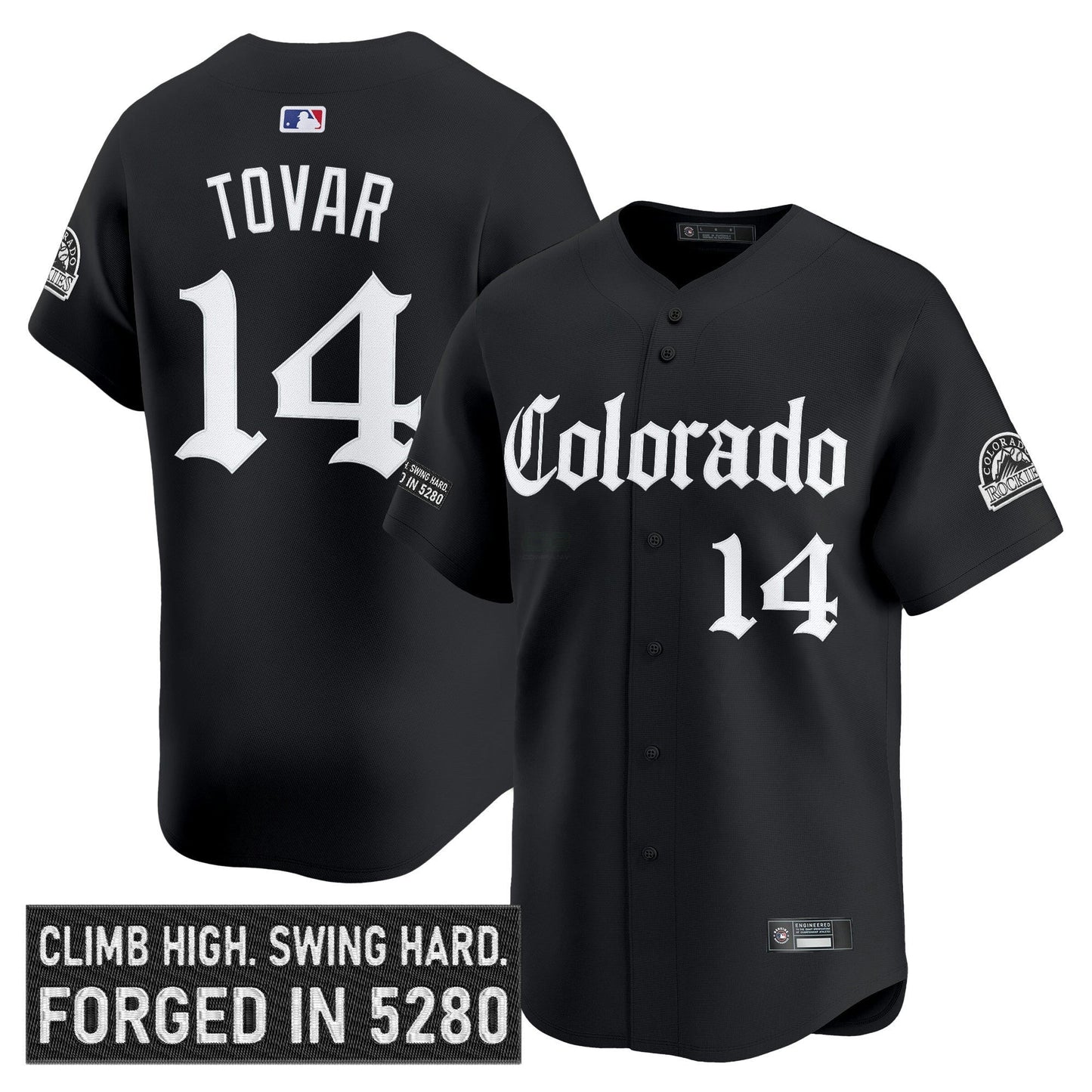 Camisa MLB Men’s Colorado ‘Gothic Mile High Shadows Edition’ Vapor Premier Limited Jersey