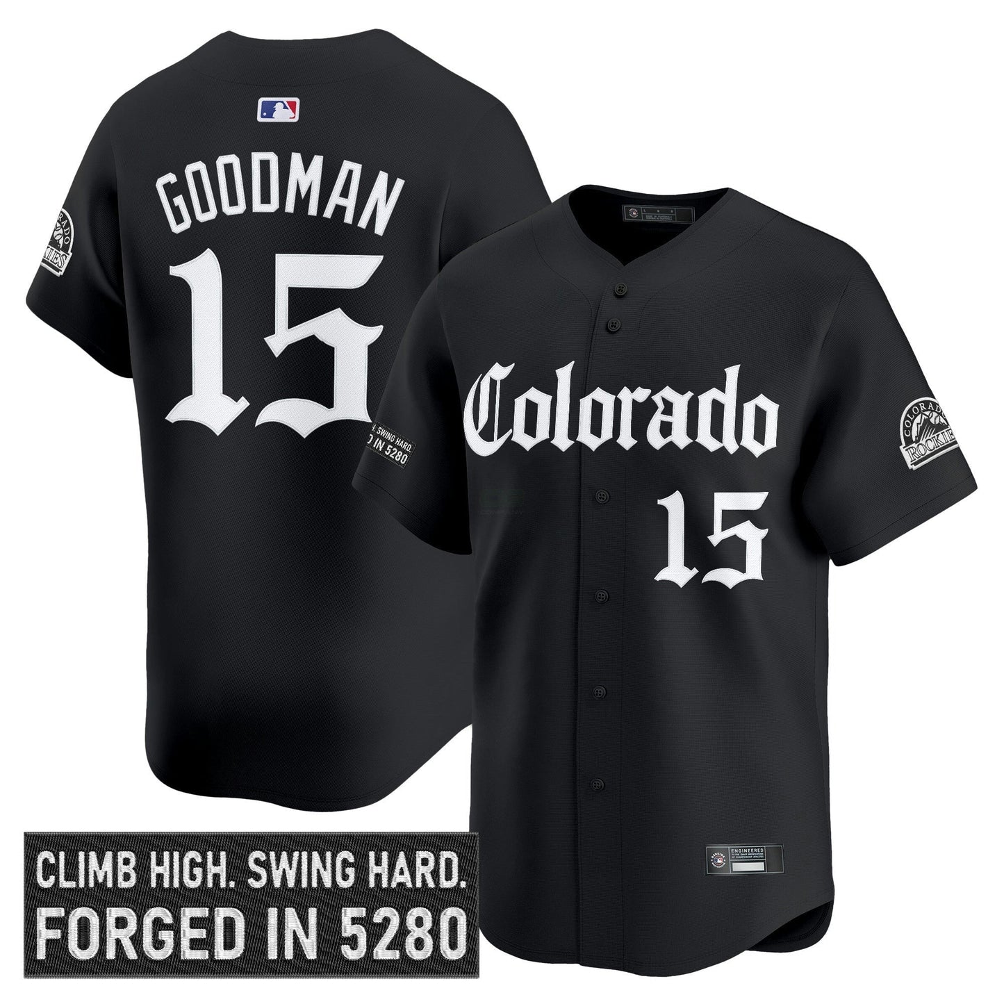 Camisa MLB Men’s Colorado ‘Gothic Mile High Shadows Edition’ Vapor Premier Limited Jersey