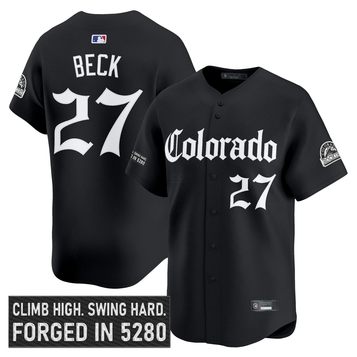 Camisa MLB Men’s Colorado ‘Gothic Mile High Shadows Edition’ Vapor Premier Limited Jersey