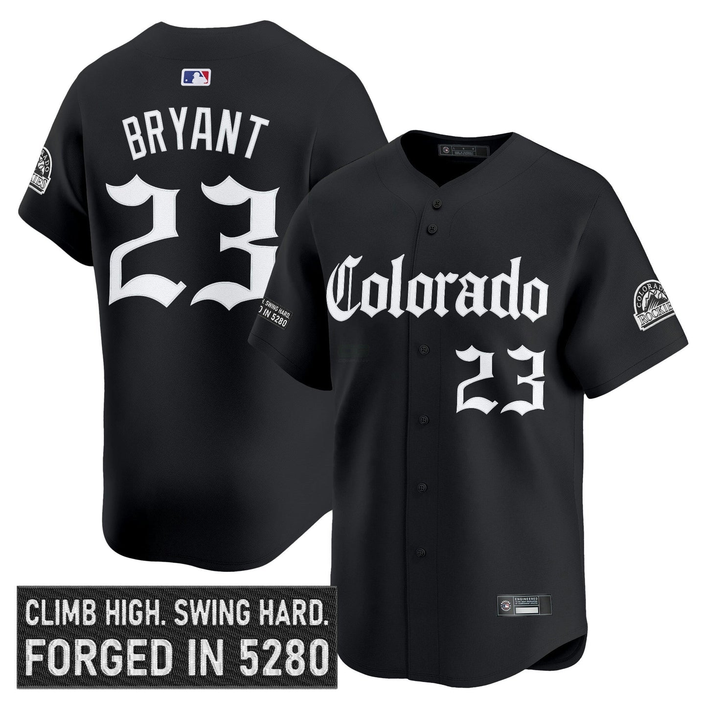Camisa MLB Men’s Colorado ‘Gothic Mile High Shadows Edition’ Vapor Premier Limited Jersey