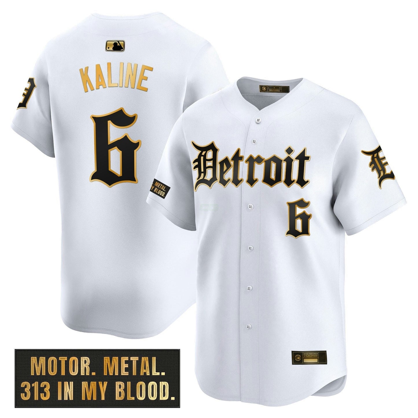 Camisa MLB Men’s Detroit ‘Motor Gothic Edition’ Dourada Vapor Premier Limited Jersey