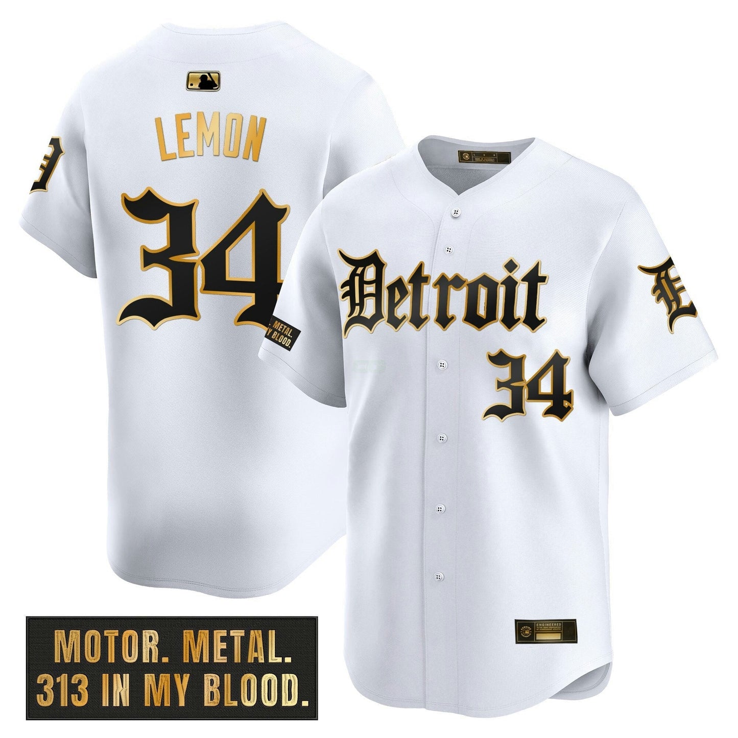 Camisa MLB Men’s Detroit ‘Motor Gothic Edition’ Dourada Vapor Premier Limited Jersey