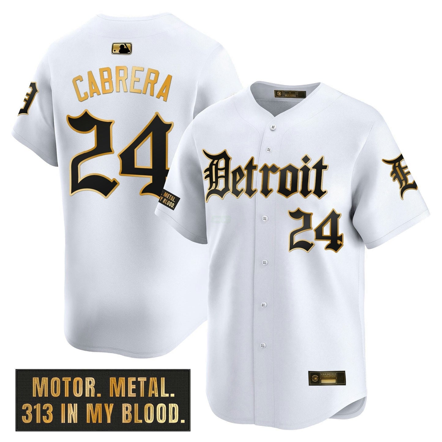 Camisa MLB Men’s Detroit ‘Motor Gothic Edition’ Dourada Vapor Premier Limited Jersey