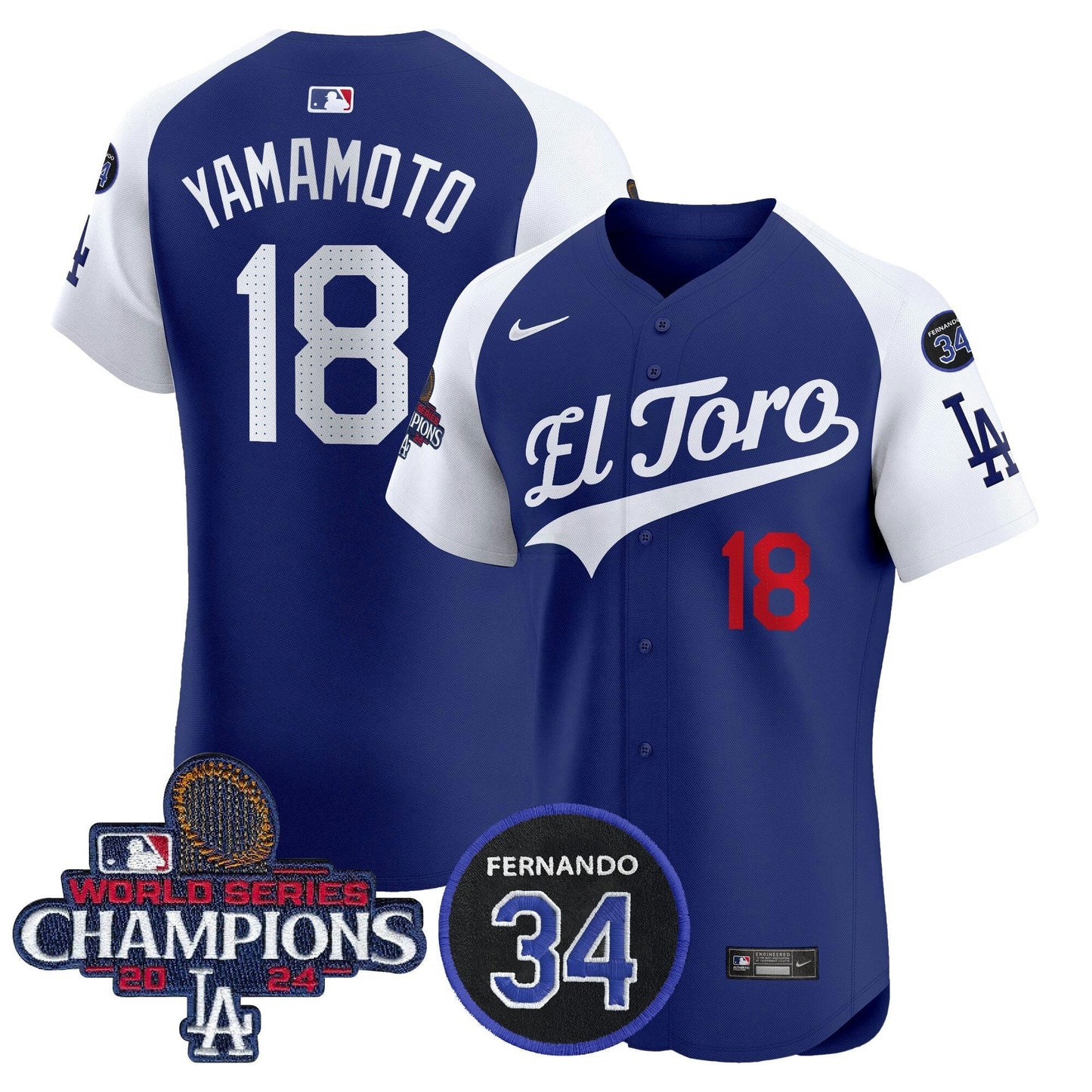 Camisa MLB Men’s El Toro 2024 World Series Champions Patch Vapor Premier Elite Jersey
