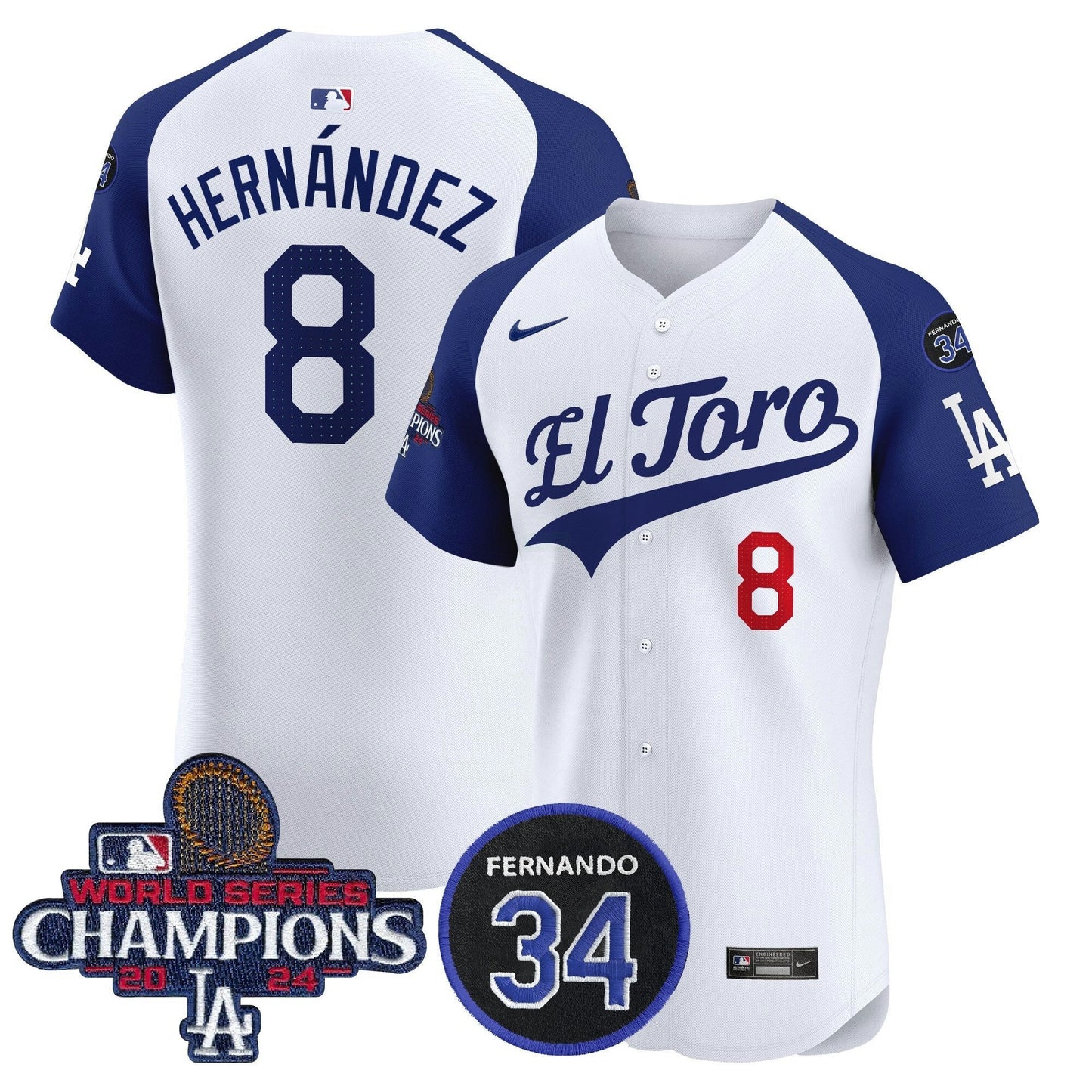 Camisa MLB Men’s El Toro 2024 World Series Champions Patch Vapor Premier Elite Jersey