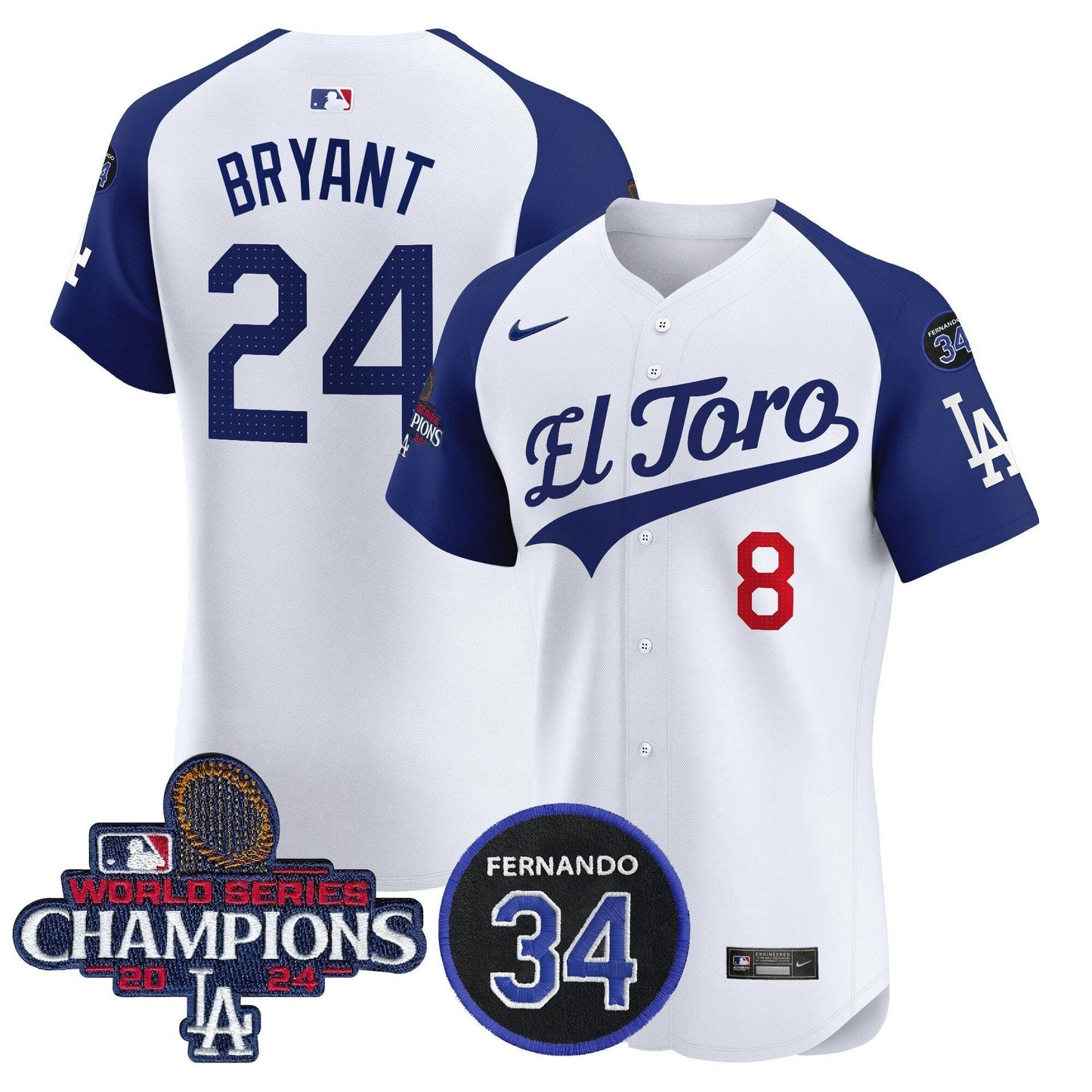 Camisa MLB Men’s El Toro 2024 World Series Champions Patch Vapor Premier Elite Jersey