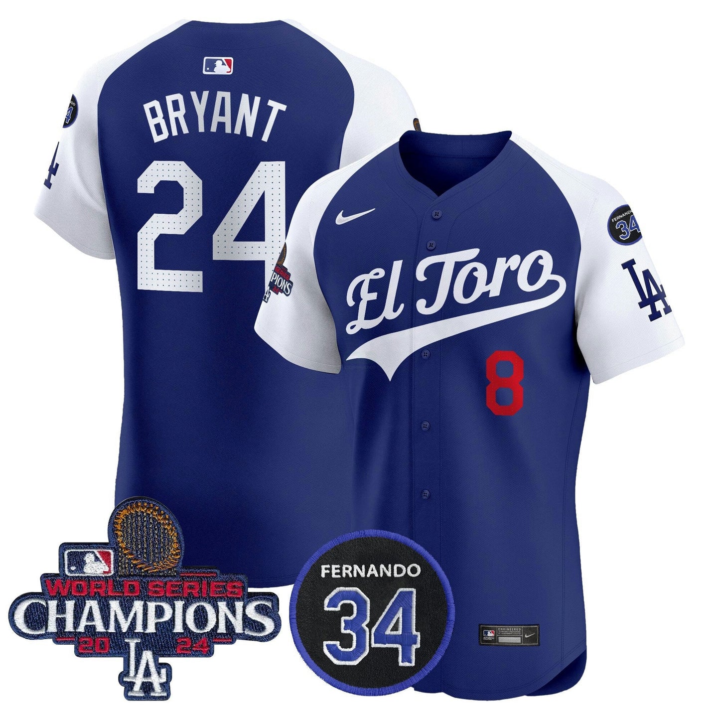 Camisa MLB Men’s El Toro 2024 World Series Champions Patch Vapor Premier Elite Jersey