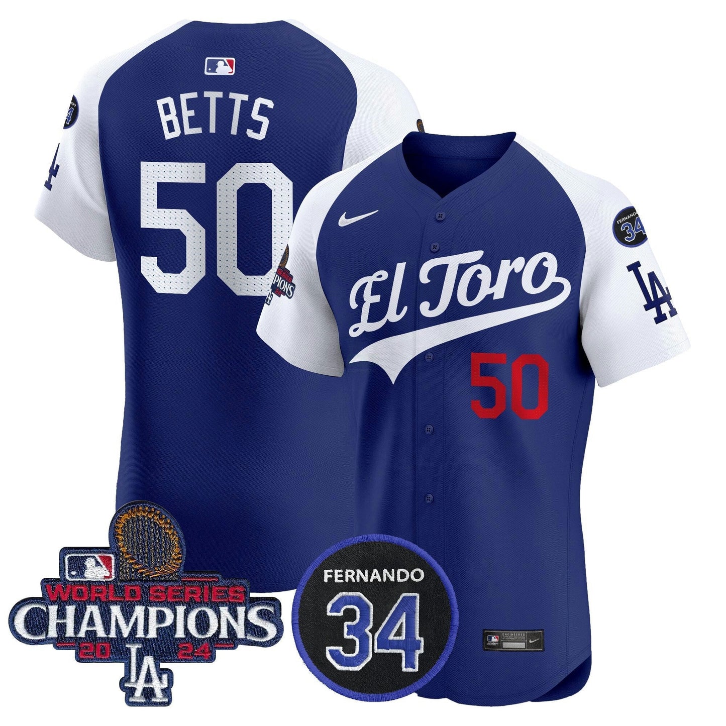 Camisa MLB Men’s El Toro 2024 World Series Champions Patch Vapor Premier Elite Jersey