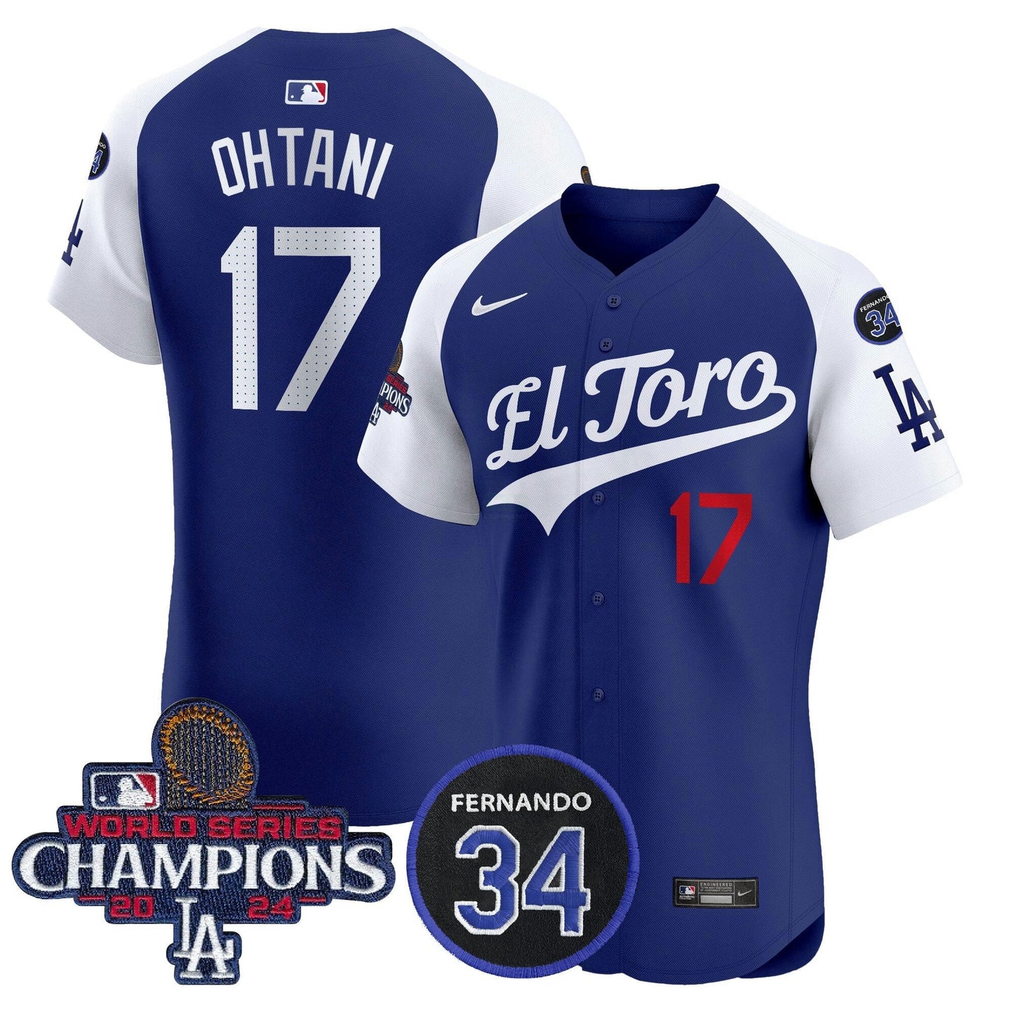 Camisa MLB Men’s El Toro 2024 World Series Champions Patch Vapor Premier Elite Jersey