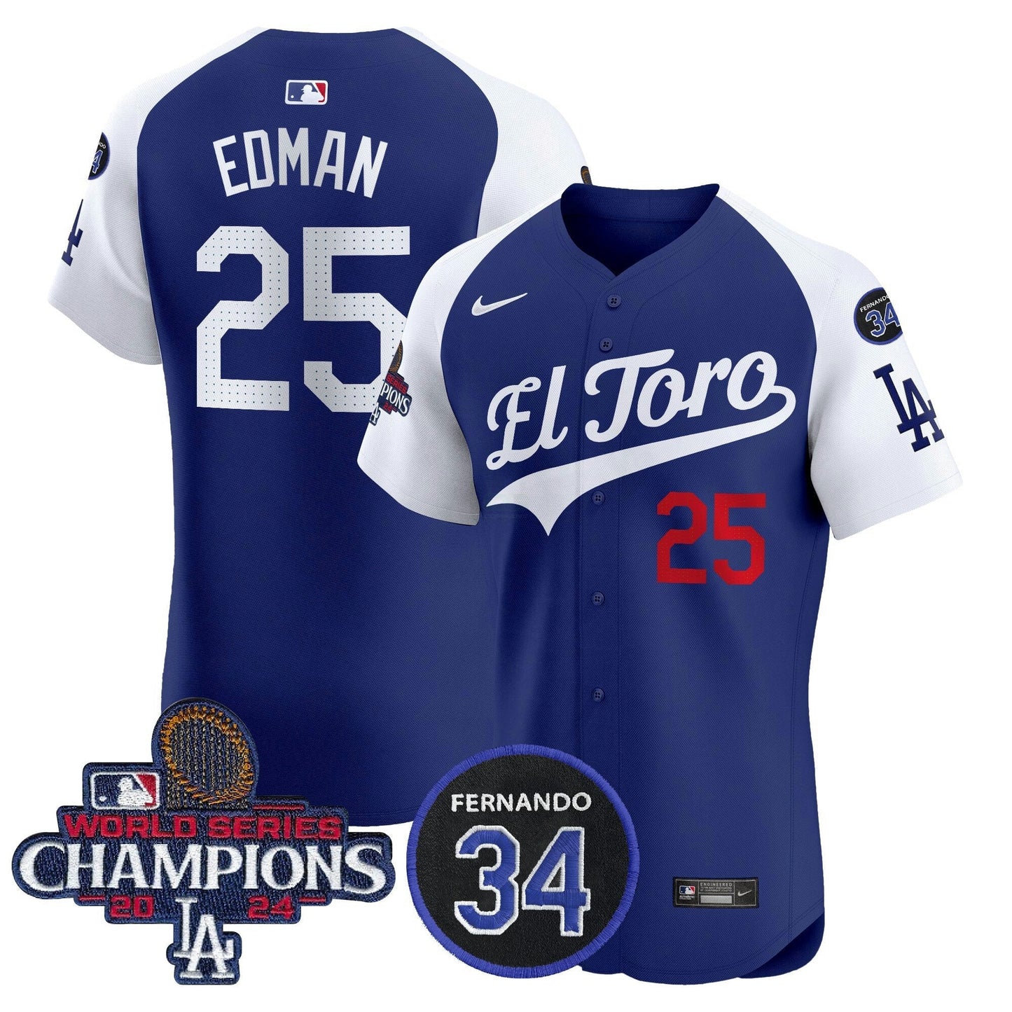 Camisa MLB Men’s El Toro 2024 World Series Champions Patch Vapor Premier Elite Jersey
