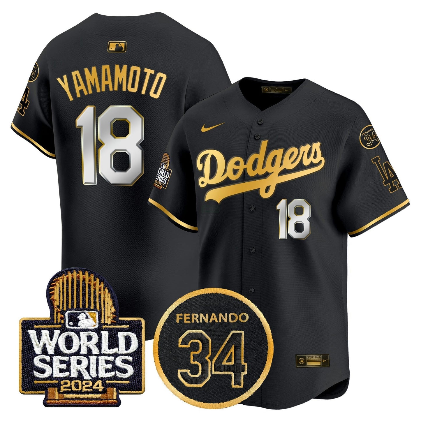 Camisa MLB Men’s Fernando Memorial & 2024 World Series Patch Vapor Premier Limited Jersey