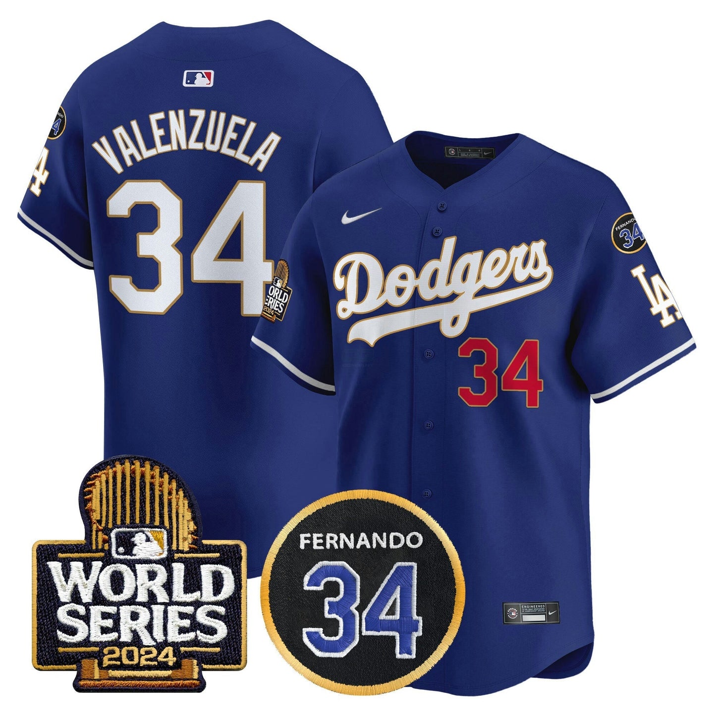 Camisa MLB Men’s Fernando Memorial & 2024 World Series Patch Vapor Premier Limited Jersey