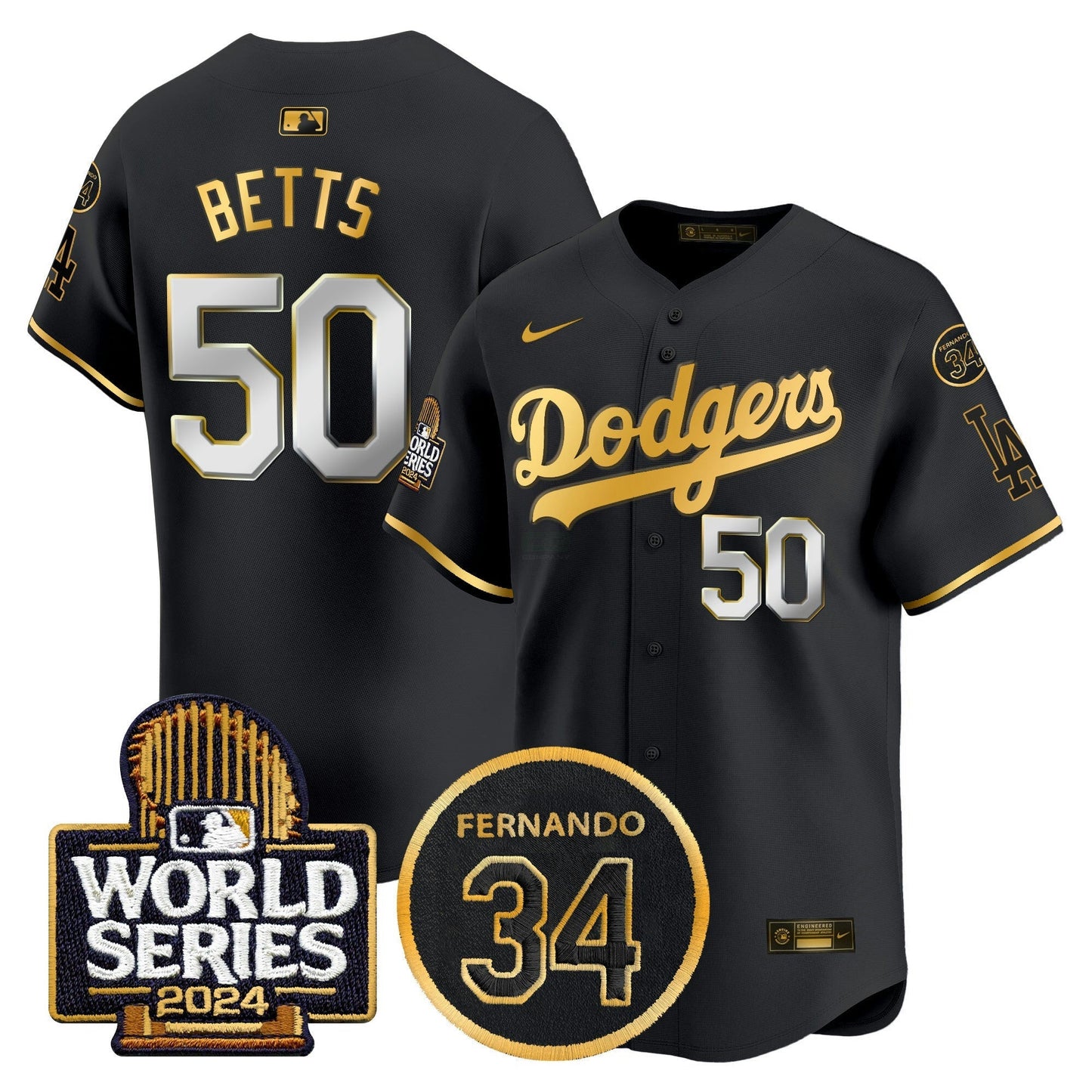 Camisa MLB Men’s Fernando Memorial & 2024 World Series Patch Vapor Premier Limited Jersey