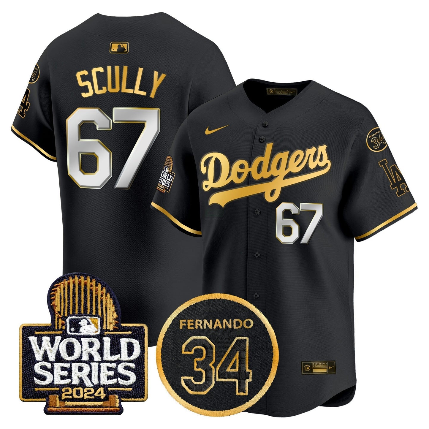 Camisa MLB Men’s Fernando Memorial & 2024 World Series Patch Vapor Premier Limited Jersey