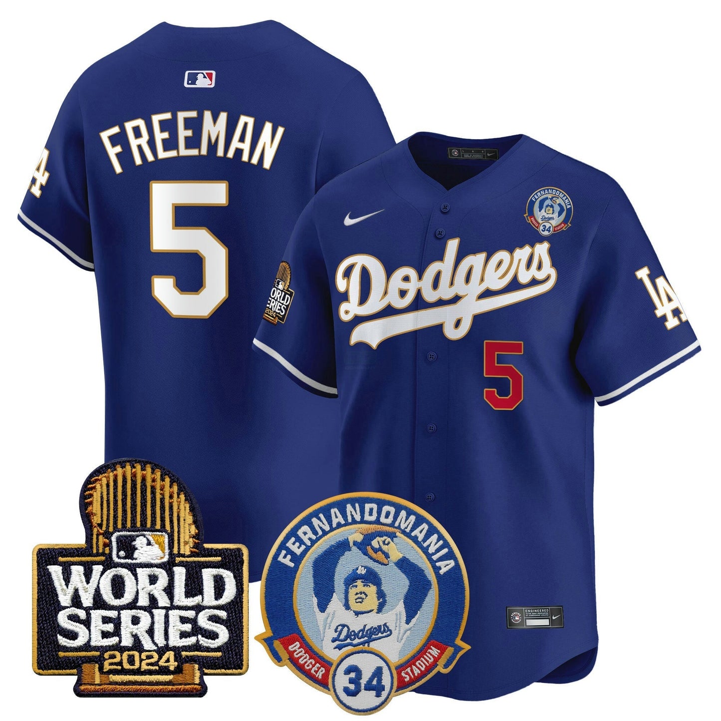 Camisa MLB Men’s Fernando Valenzuela & 2024 World Series Patch Vapor Premier Limited Jersey