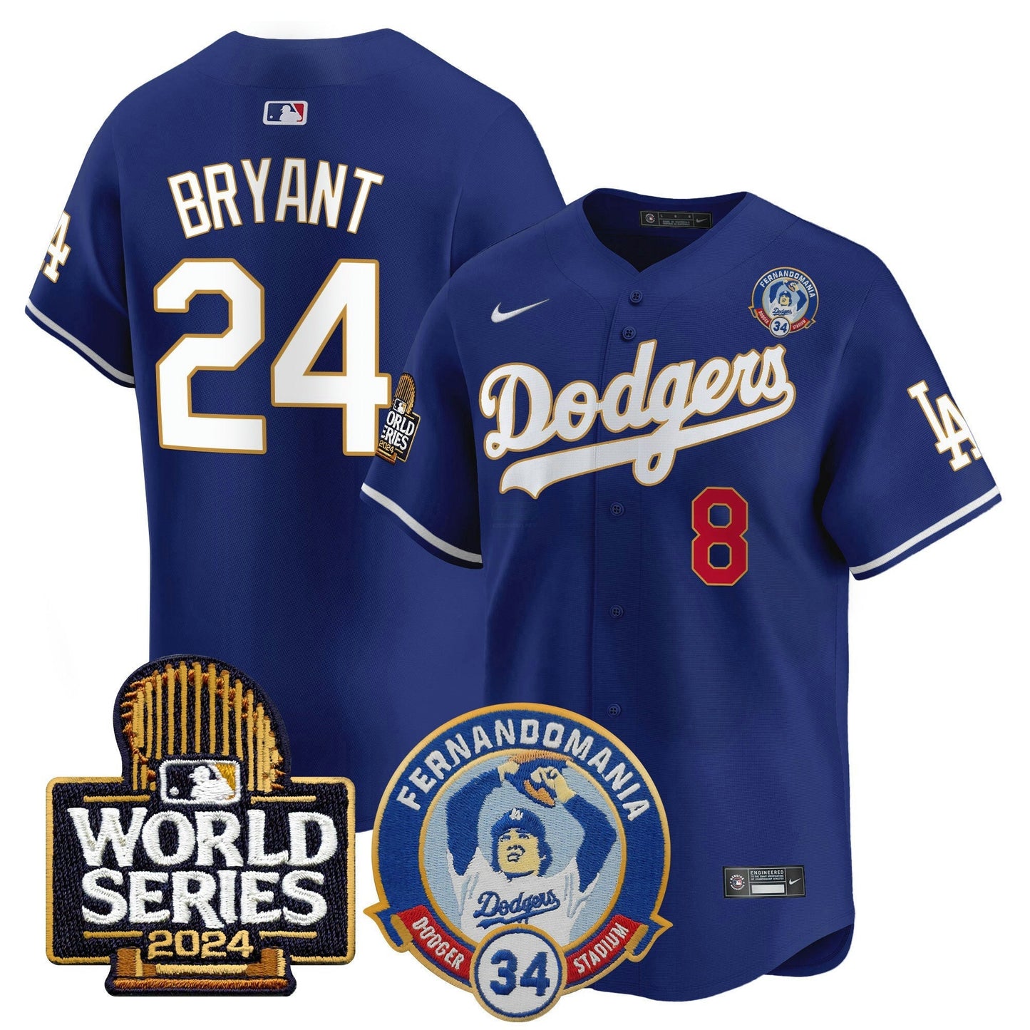 Camisa MLB Men’s Fernando Valenzuela & 2024 World Series Patch Vapor Premier Limited Jersey