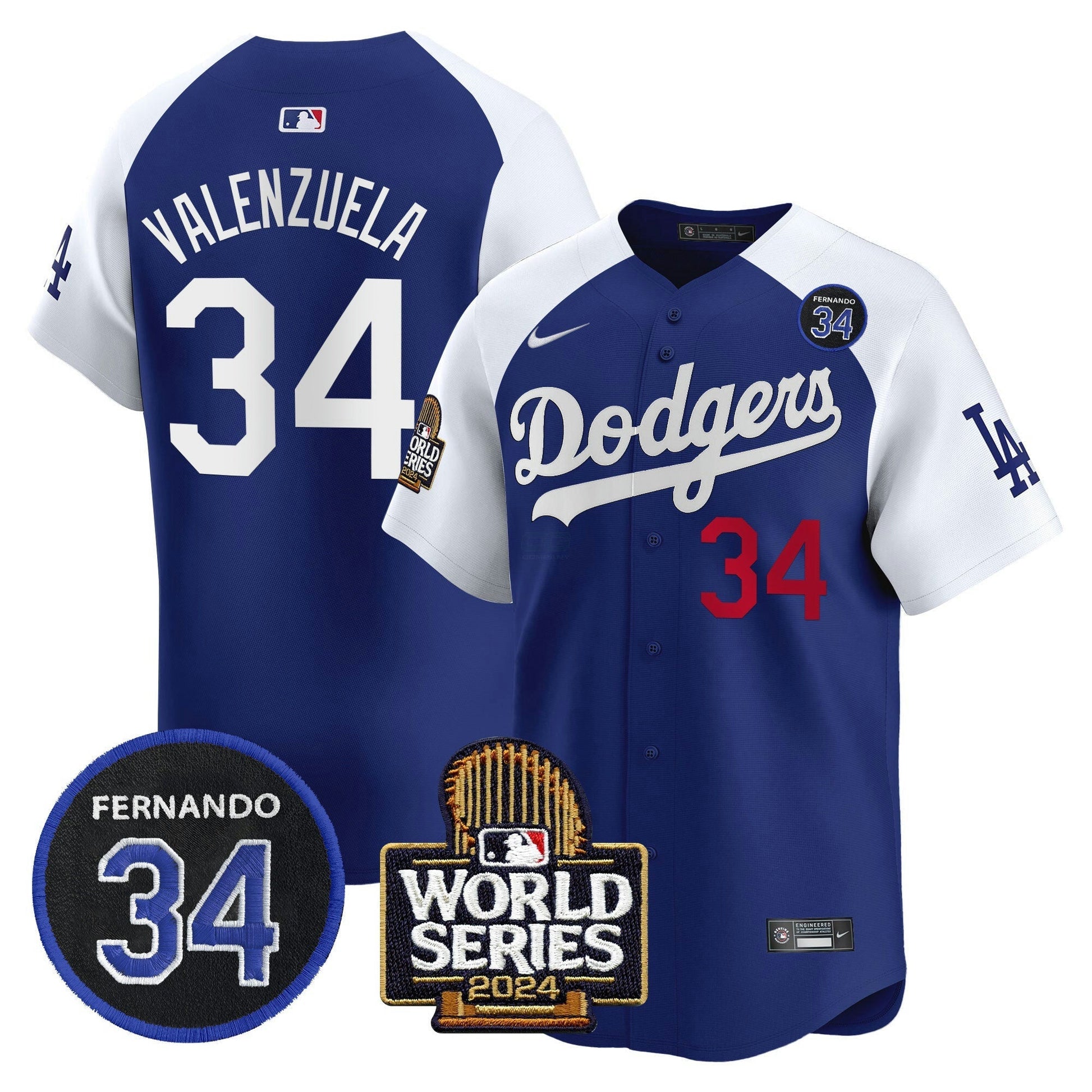 Camisa MLB Men’s Fernando Valenzuela & 2024 World Series Patch Vapor Premier Limited Jersey V2