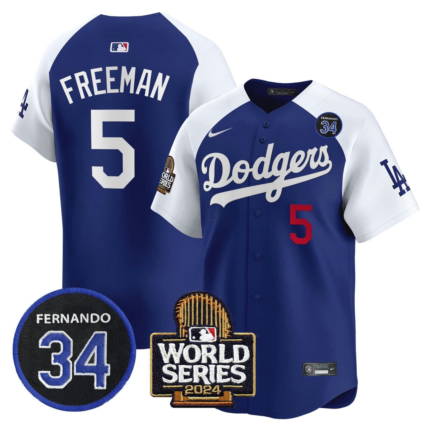Camisa MLB Men’s Fernando Valenzuela & 2024 World Series Patch Vapor Premier Limited Jersey V2