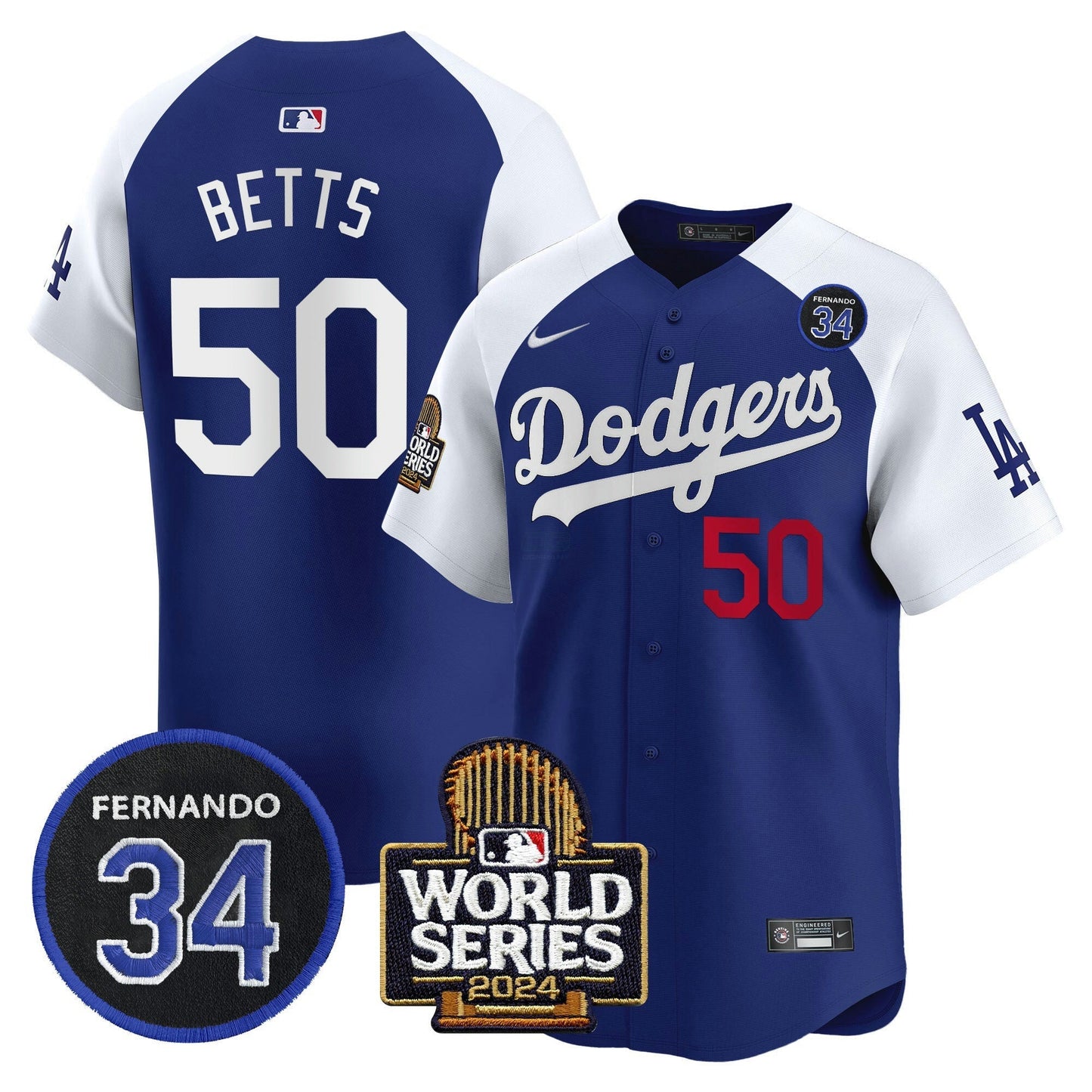 Camisa MLB Men’s Fernando Valenzuela & 2024 World Series Patch Vapor Premier Limited Jersey V2