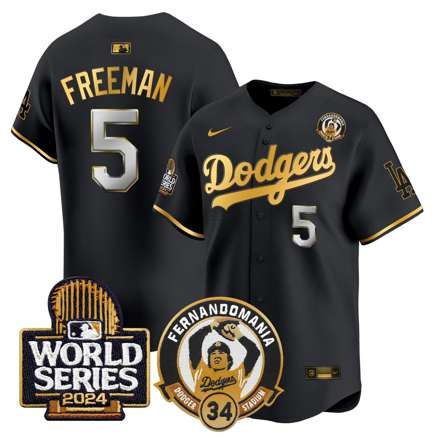 Camisa MLB Men’s Fernando Valenzuela & 2024 World Series Patch Vapor Premier Limited Jersey