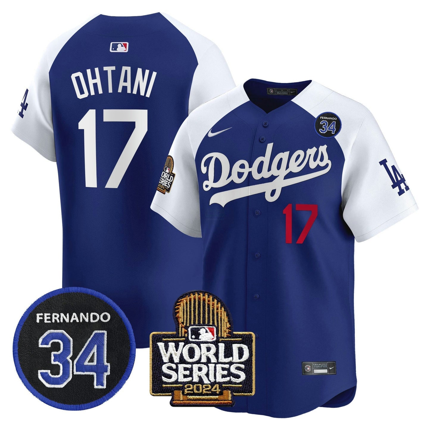 Camisa MLB Men’s Fernando Valenzuela & 2024 World Series Patch Vapor Premier Limited Jersey V2