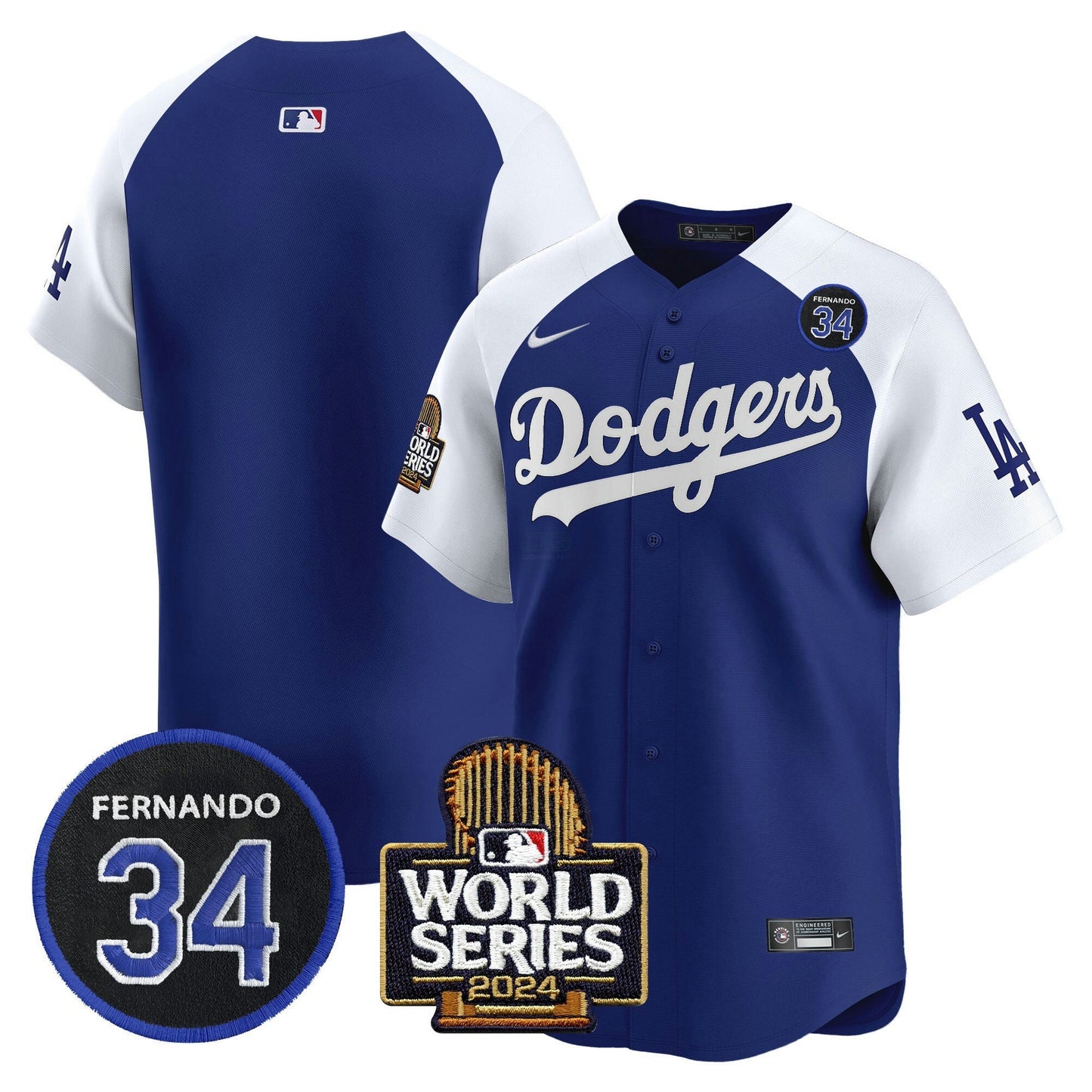 Camisa MLB Men’s Fernando Valenzuela & 2024 World Series Patch Vapor Premier Limited Jersey V2