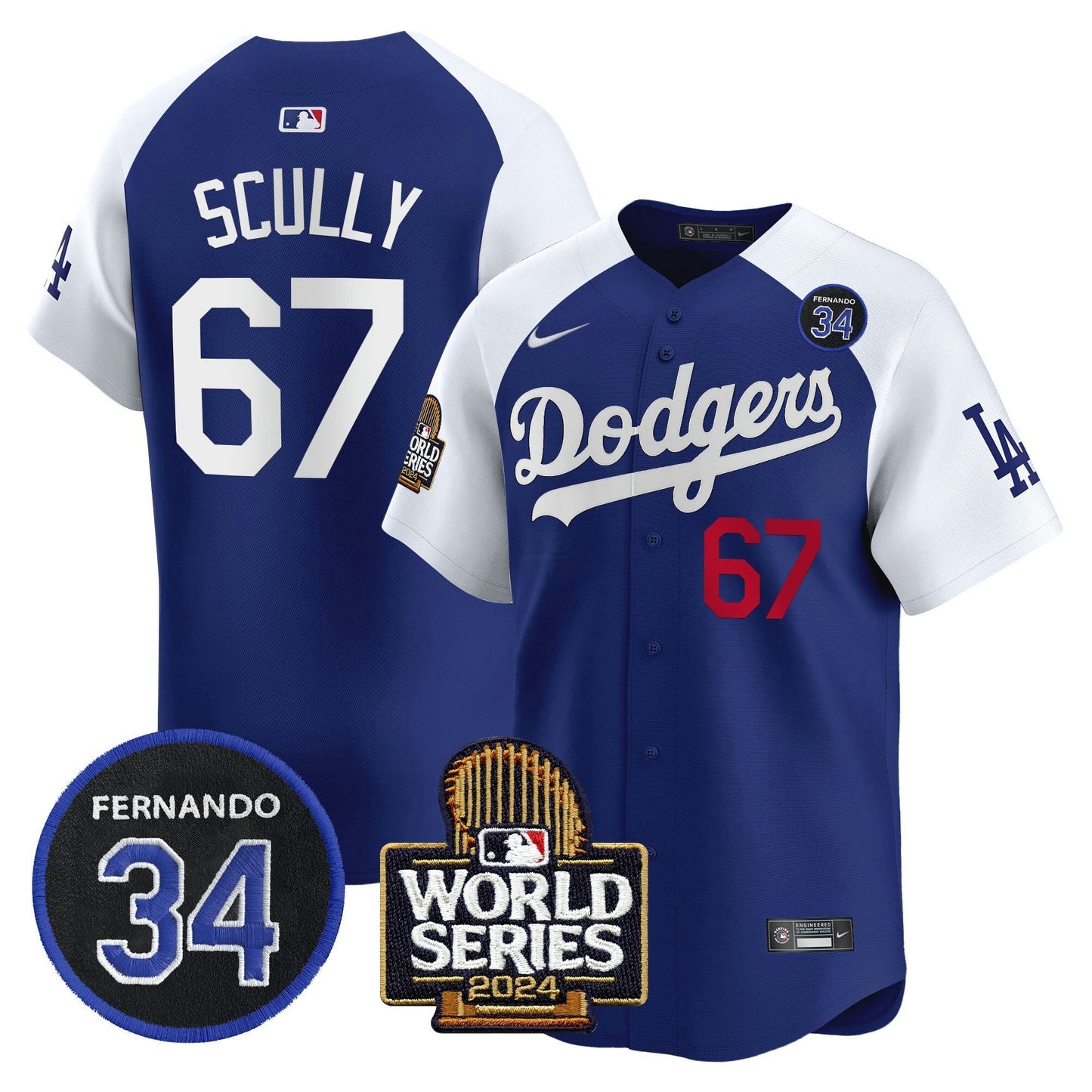 Camisa MLB Men’s Fernando Valenzuela & 2024 World Series Patch Vapor Premier Limited Jersey V2