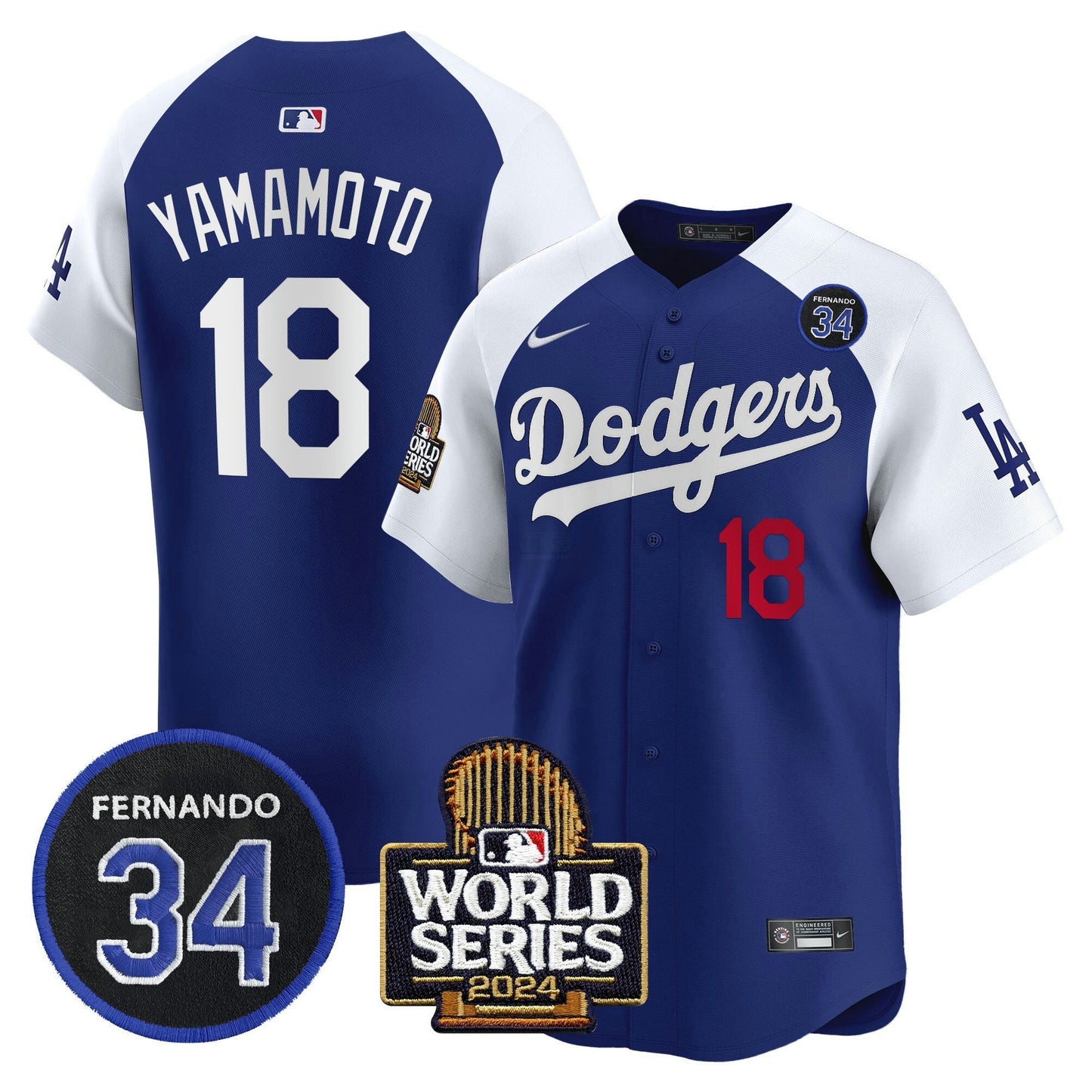 Camisa MLB Men’s Fernando Valenzuela & 2024 World Series Patch Vapor Premier Limited Jersey V2