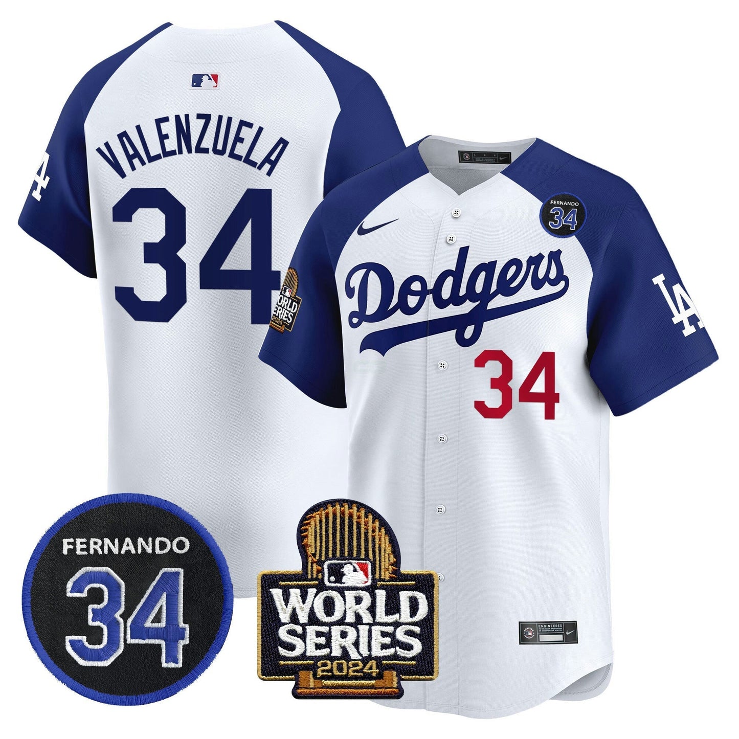 Camisa MLB Men’s Fernando Valenzuela & 2024 World Series Patch Vapor Premier Limited Jersey V2