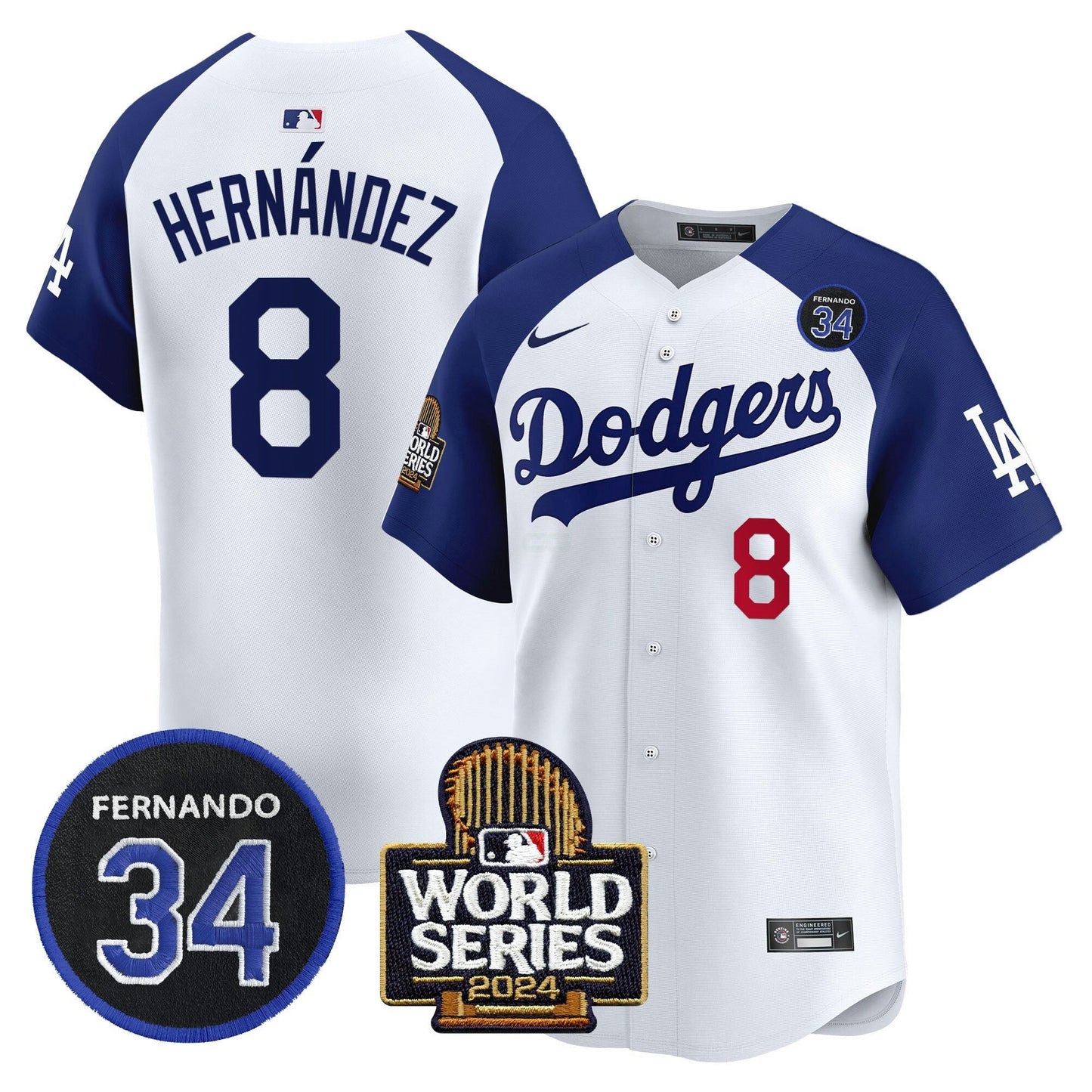 Camisa MLB Men’s Fernando Valenzuela & 2024 World Series Patch Vapor Premier Limited Jersey V2