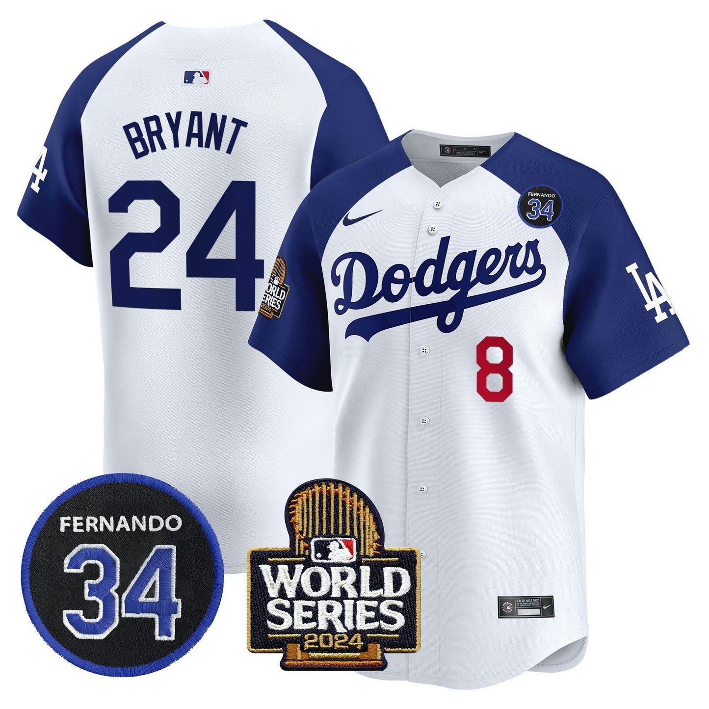 Camisa MLB Men’s Fernando Valenzuela & 2024 World Series Patch Vapor Premier Limited Jersey V2