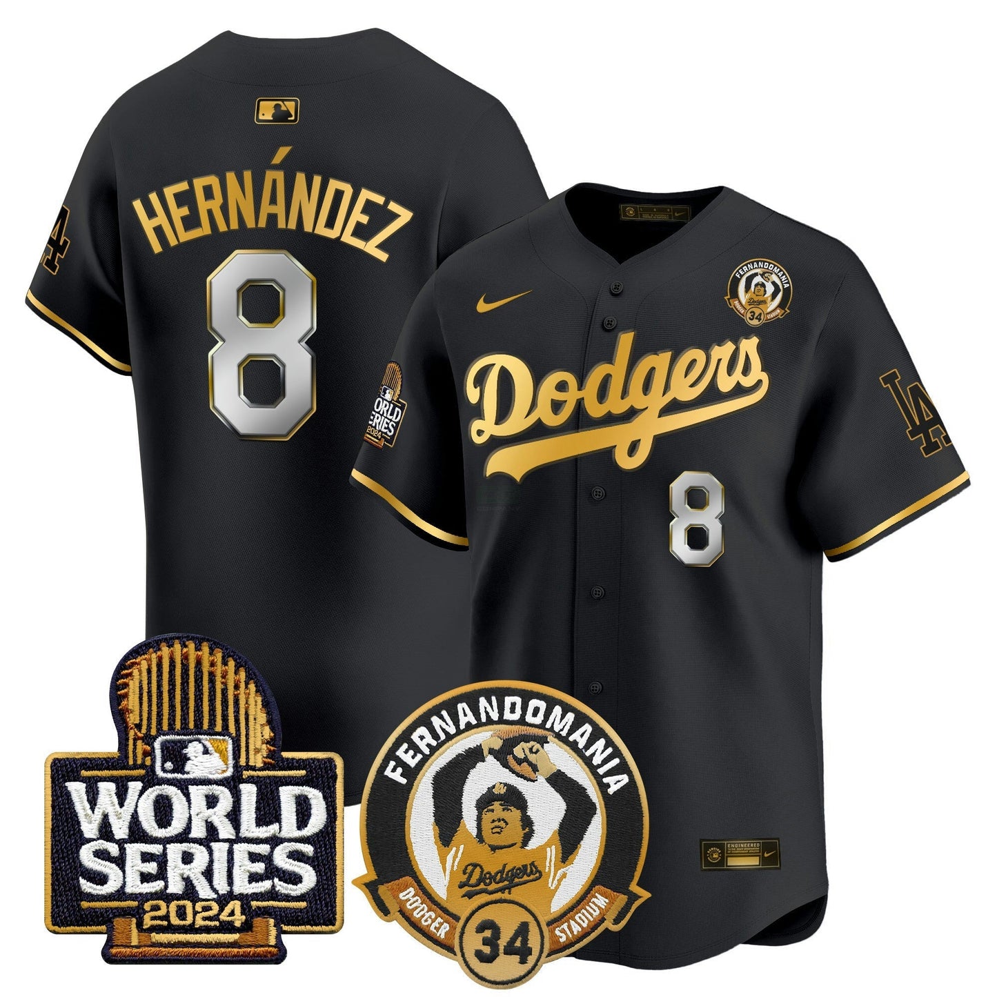 Camisa MLB Men’s Fernando Valenzuela & 2024 World Series Patch Vapor Premier Limited Jersey