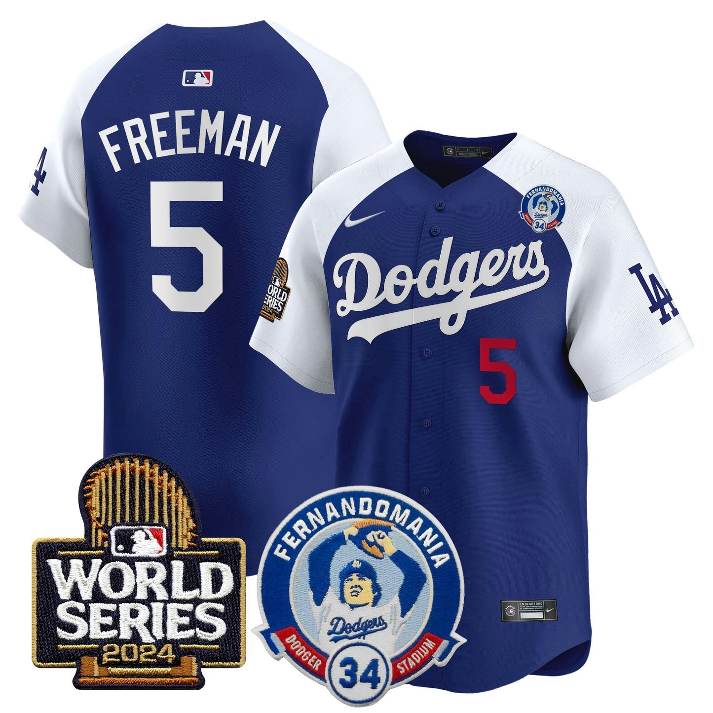 Camisa MLB Men’s Fernando Valenzuela & 2024 World Series Patch Vapor Premier Limited Jersey V3