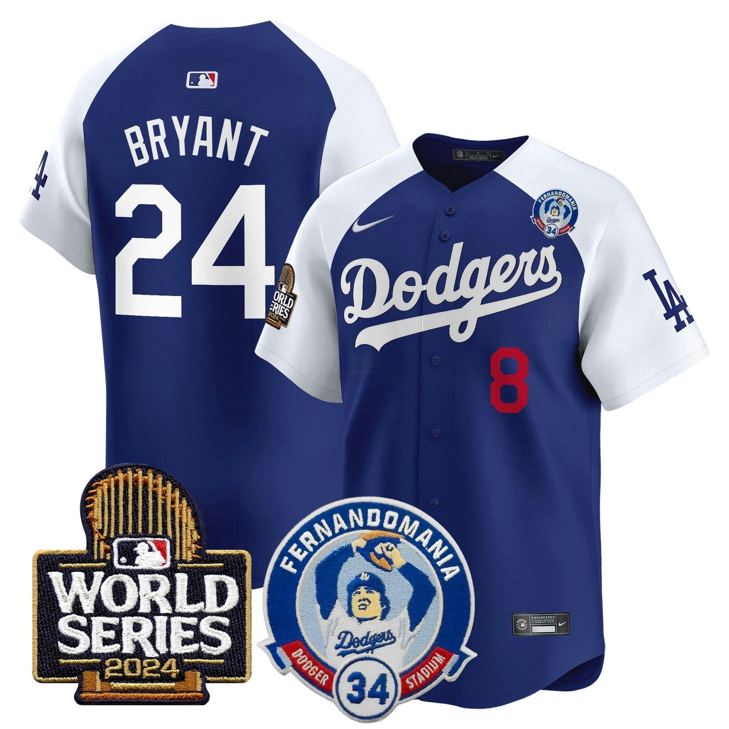 Camisa MLB Men’s Fernando Valenzuela & 2024 World Series Patch Vapor Premier Limited Jersey V3