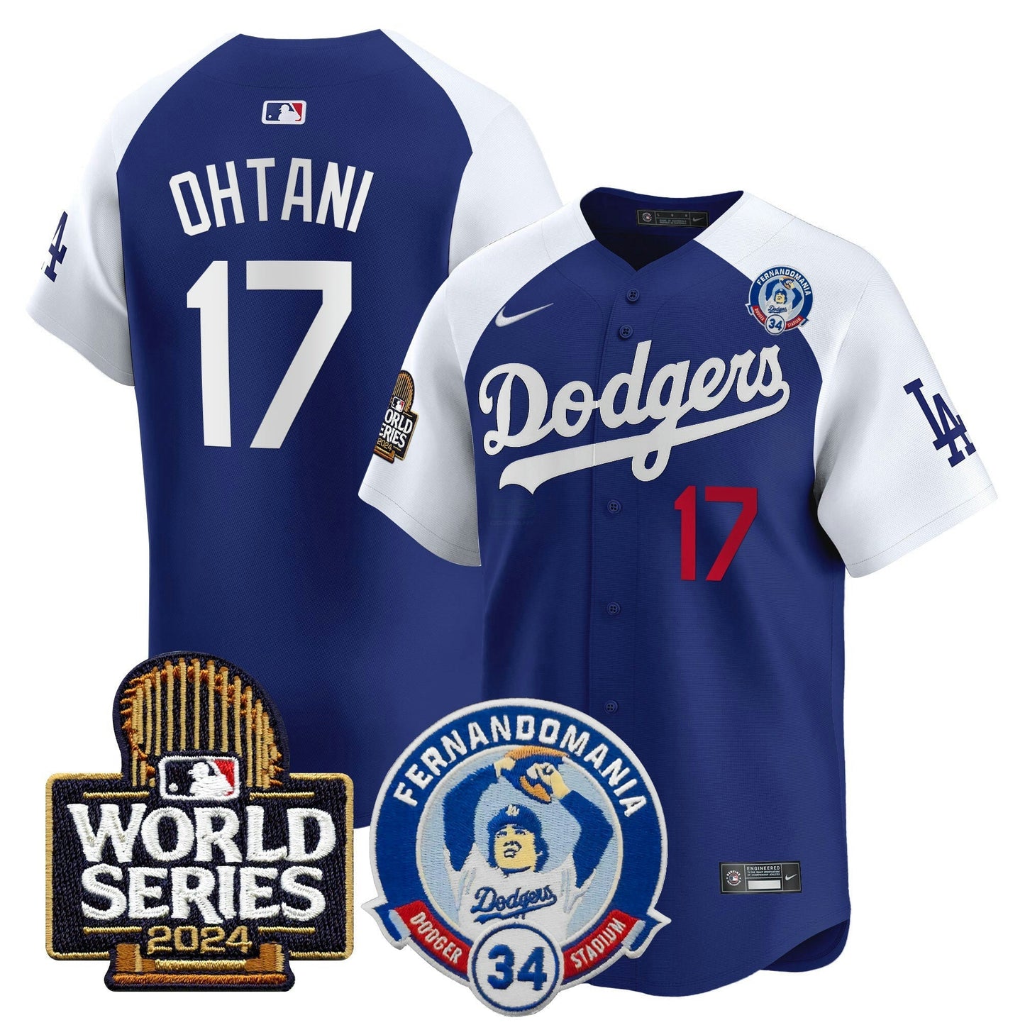 Camisa MLB Men’s Fernando Valenzuela & 2024 World Series Patch Vapor Premier Limited Jersey V3