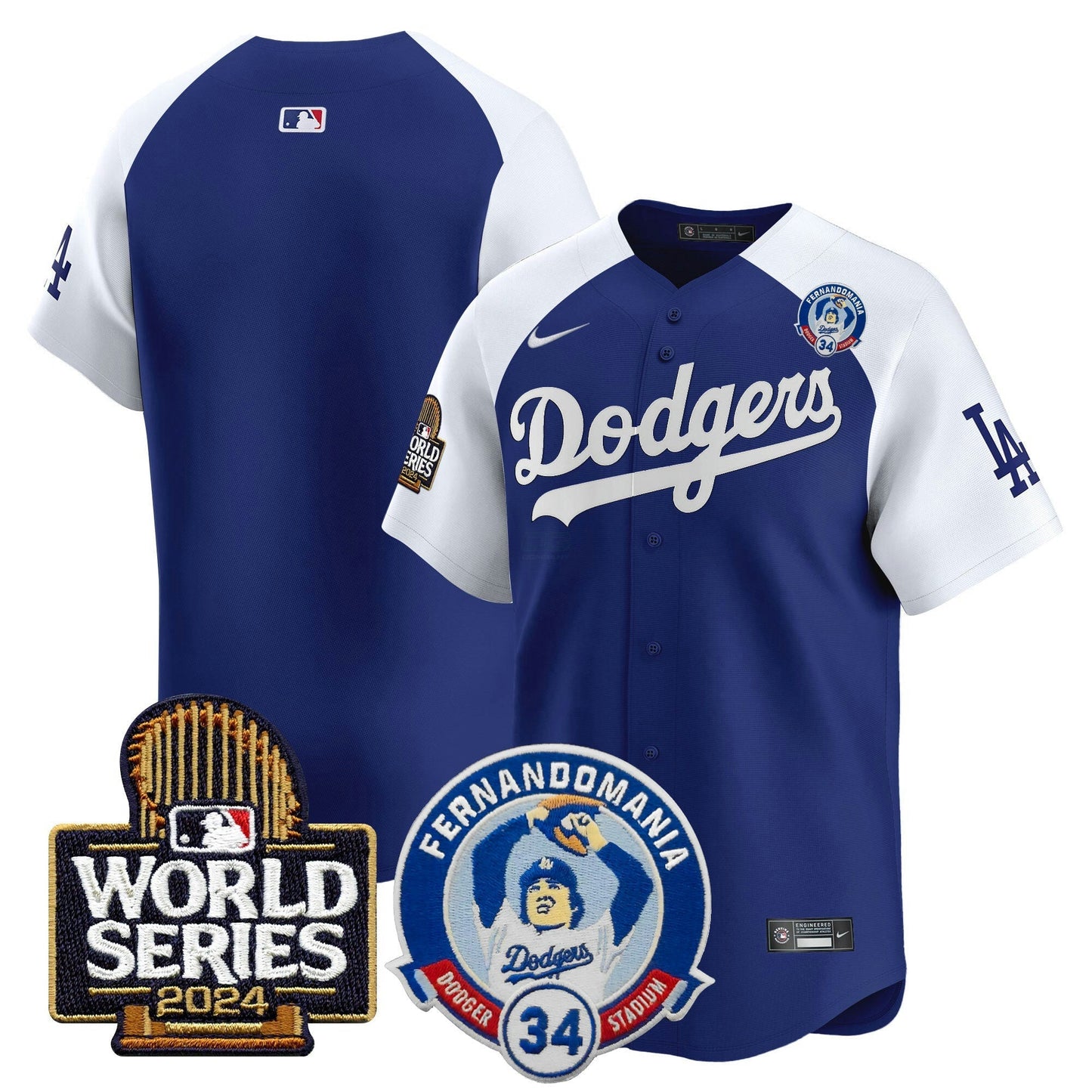 Camisa MLB Men’s Fernando Valenzuela & 2024 World Series Patch Vapor Premier Limited Jersey V3