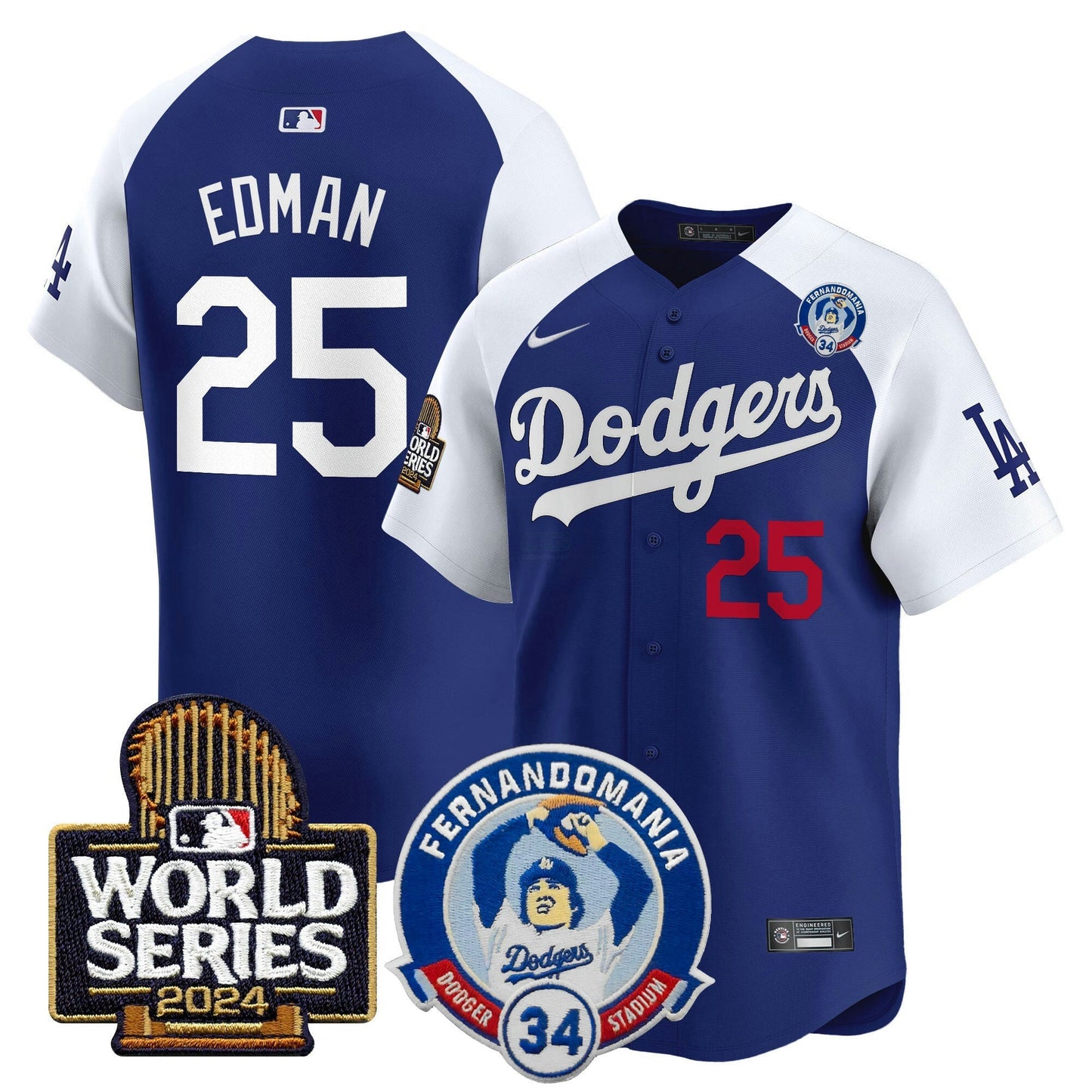 Camisa MLB Men’s Fernando Valenzuela & 2024 World Series Patch Vapor Premier Limited Jersey V3