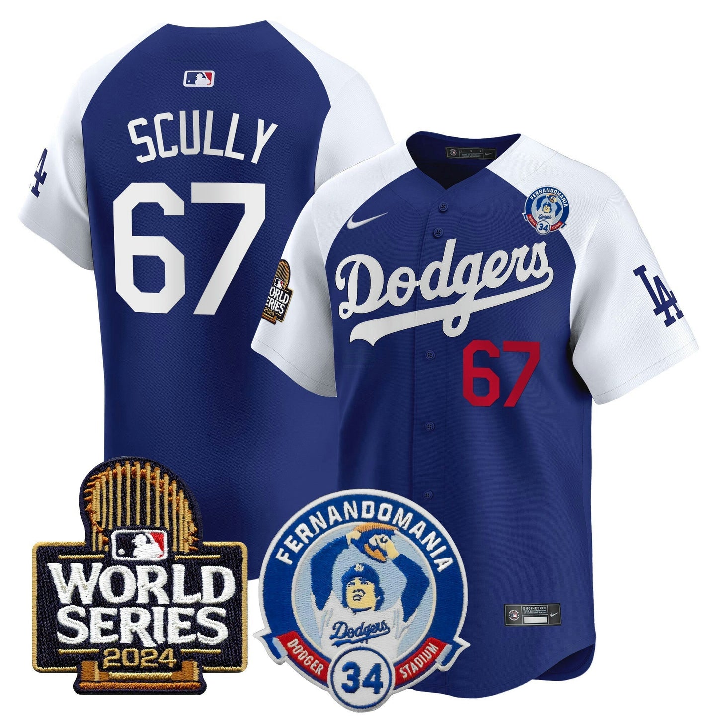 Camisa MLB Men’s Fernando Valenzuela & 2024 World Series Patch Vapor Premier Limited Jersey V3