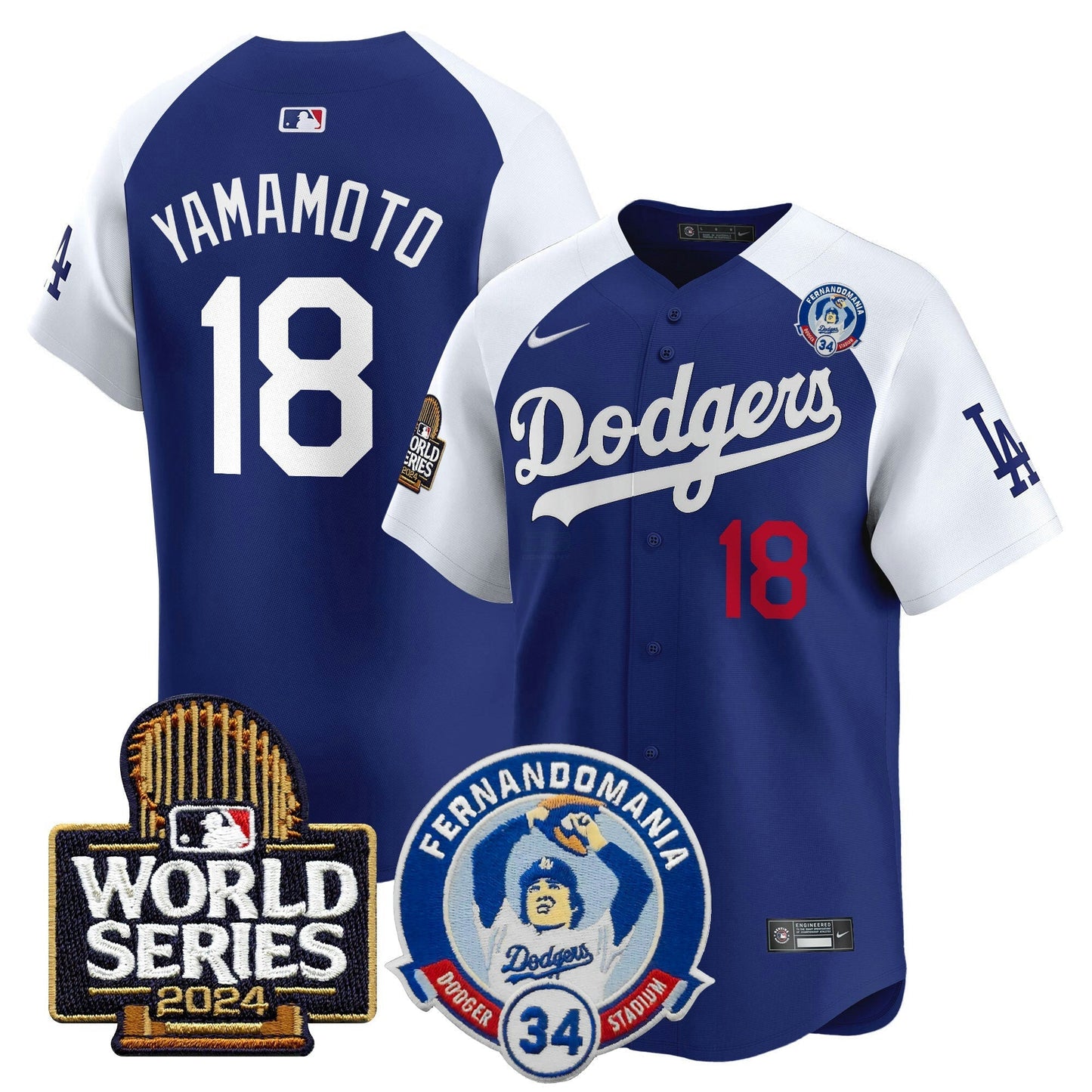 Camisa MLB Men’s Fernando Valenzuela & 2024 World Series Patch Vapor Premier Limited Jersey V3