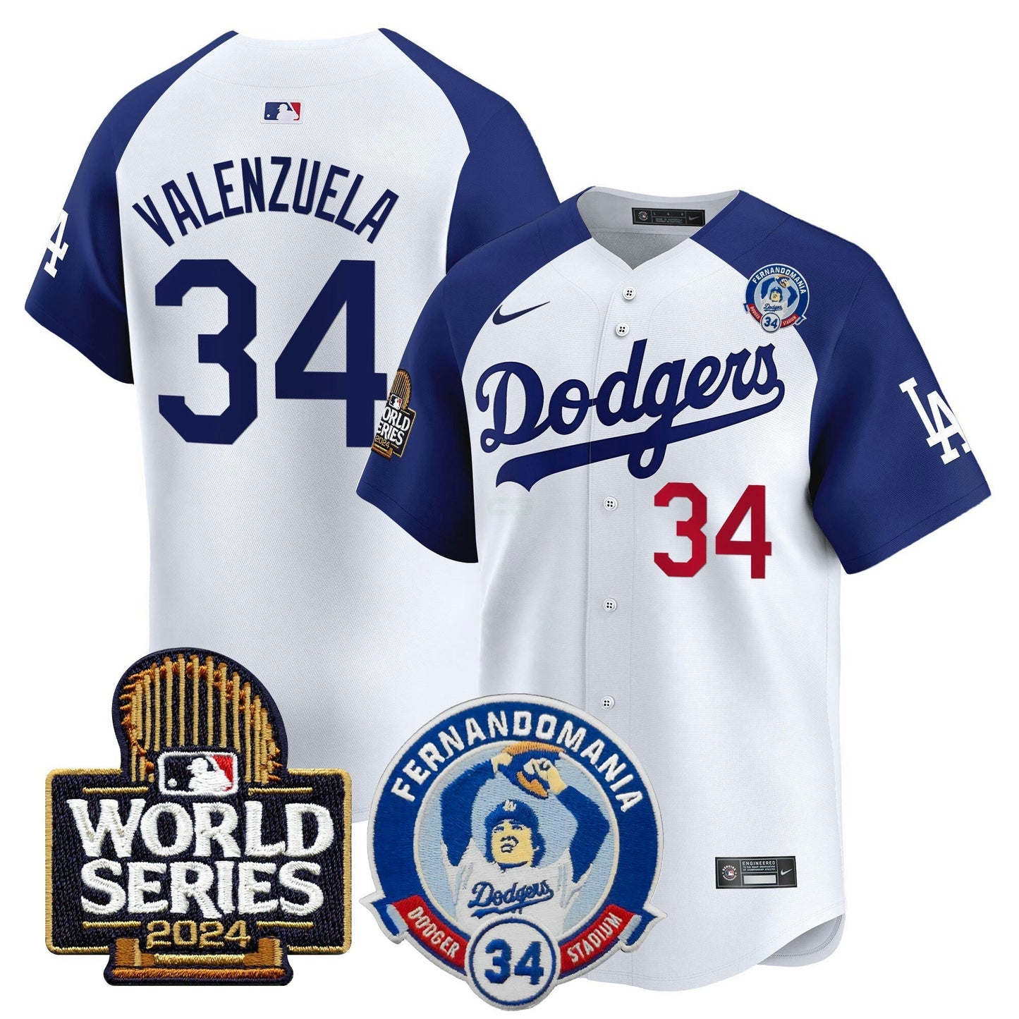 Camisa MLB Men’s Fernando Valenzuela & 2024 World Series Patch Vapor Premier Limited Jersey V3